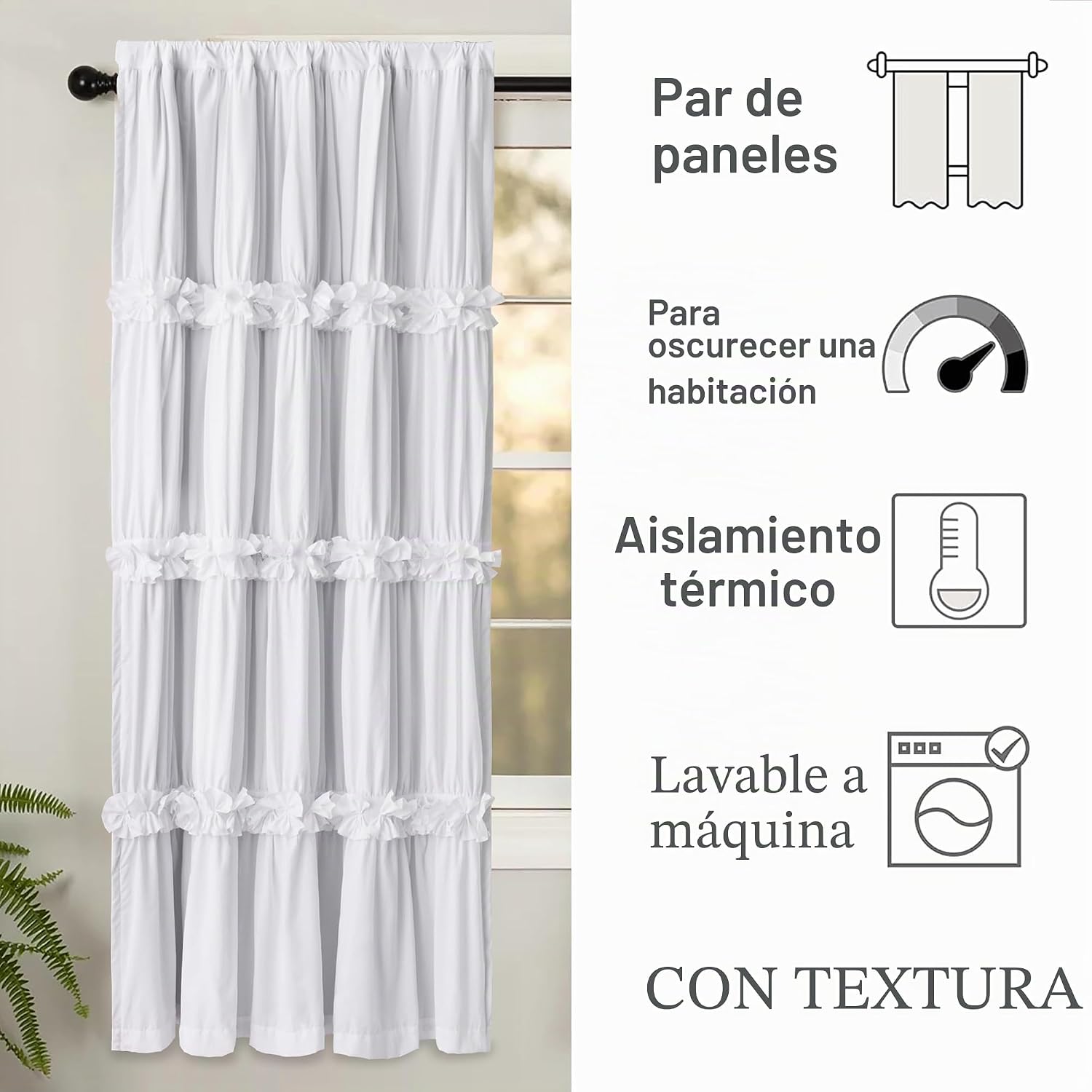 CORTINA DE TELA HOMECHOICE DECOR TÉRMICA AISLANTE 42' X 63' PAR - 4