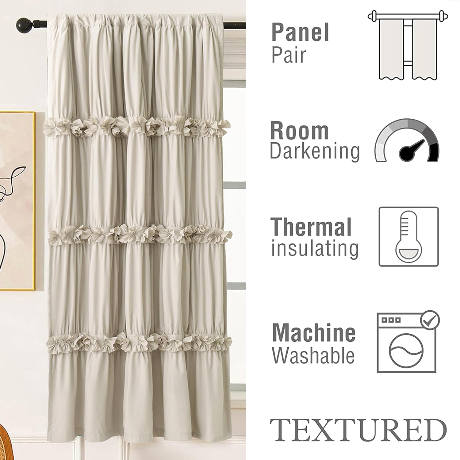 CORTINA DE TELA HOMECHOICE DECOR TÉRMICA AISLANTE 42' X 63' PAR - 4