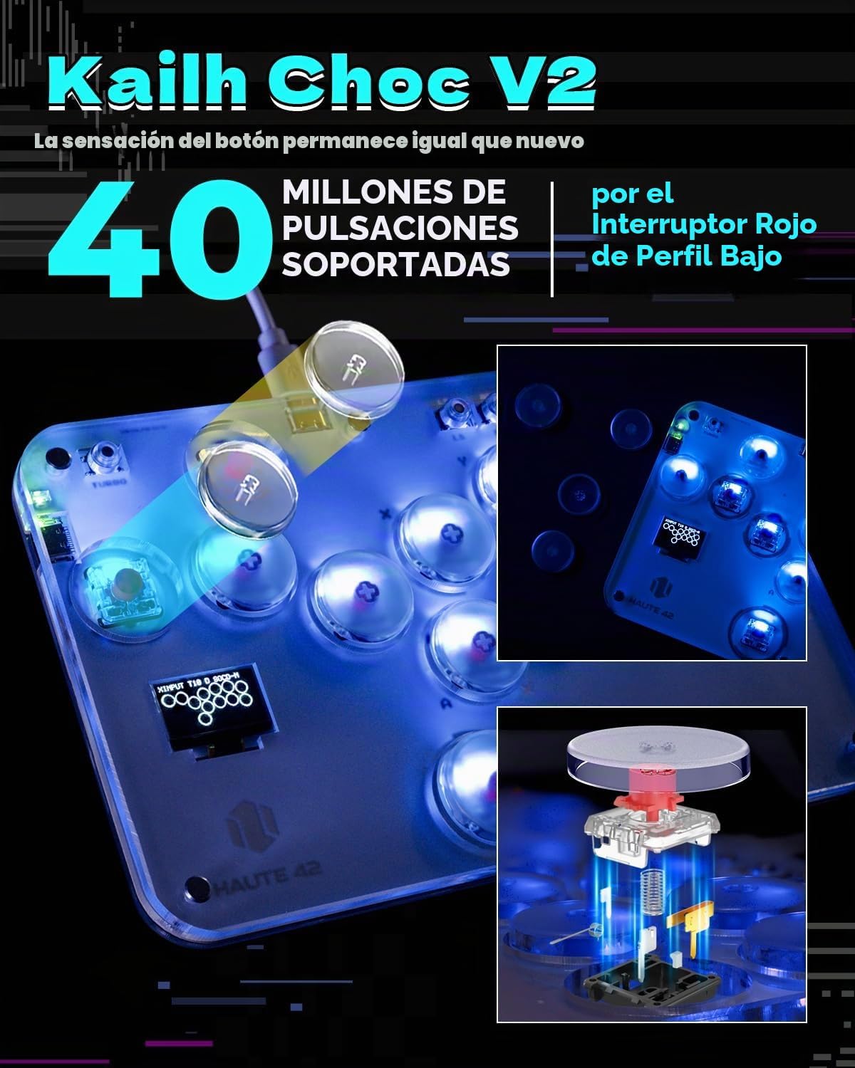 GAMEPAD ARCADE SEHAWEI HAUTE42 S13 13 BOTONES SIN PALANCA RGB - 2