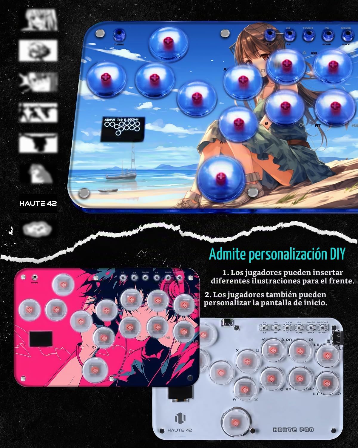 GAMEPAD ARCADE SEHAWEI HAUTE42 S13 13 BOTONES SIN PALANCA RGB - 5