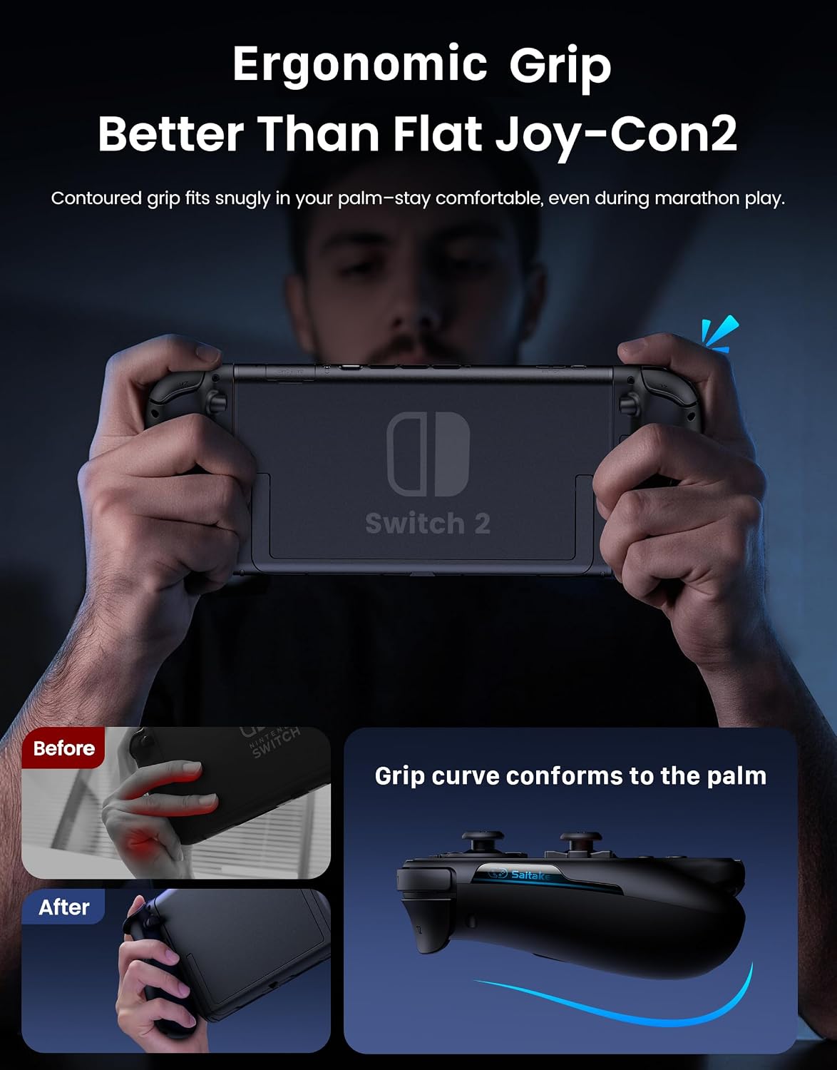 MANDO TECHERLEAF SWITCH 2 WIRELESS NEGRO CON JOYSTICK HALL EFFECT Y RGB - 4