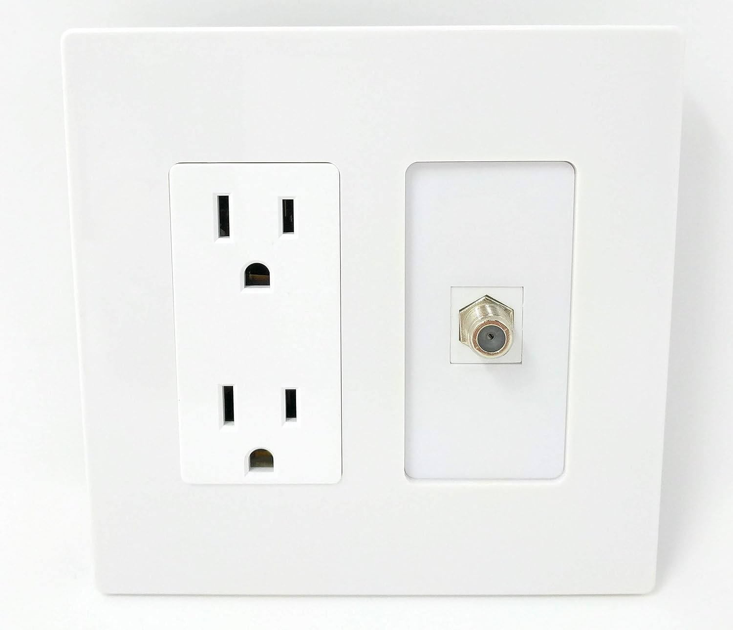 PLACA DE PARED RITEAV CON TOMA DE CORRIENTE 15 AMP Y PUERTO COAXIAL F-TYPE ROJO Y NEGRO - 3