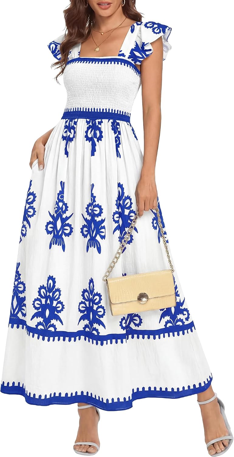 VESTIDO MAXI BOHO FLORAL BTFBM CUELLO CUADRADO SIN MANGAS - 1