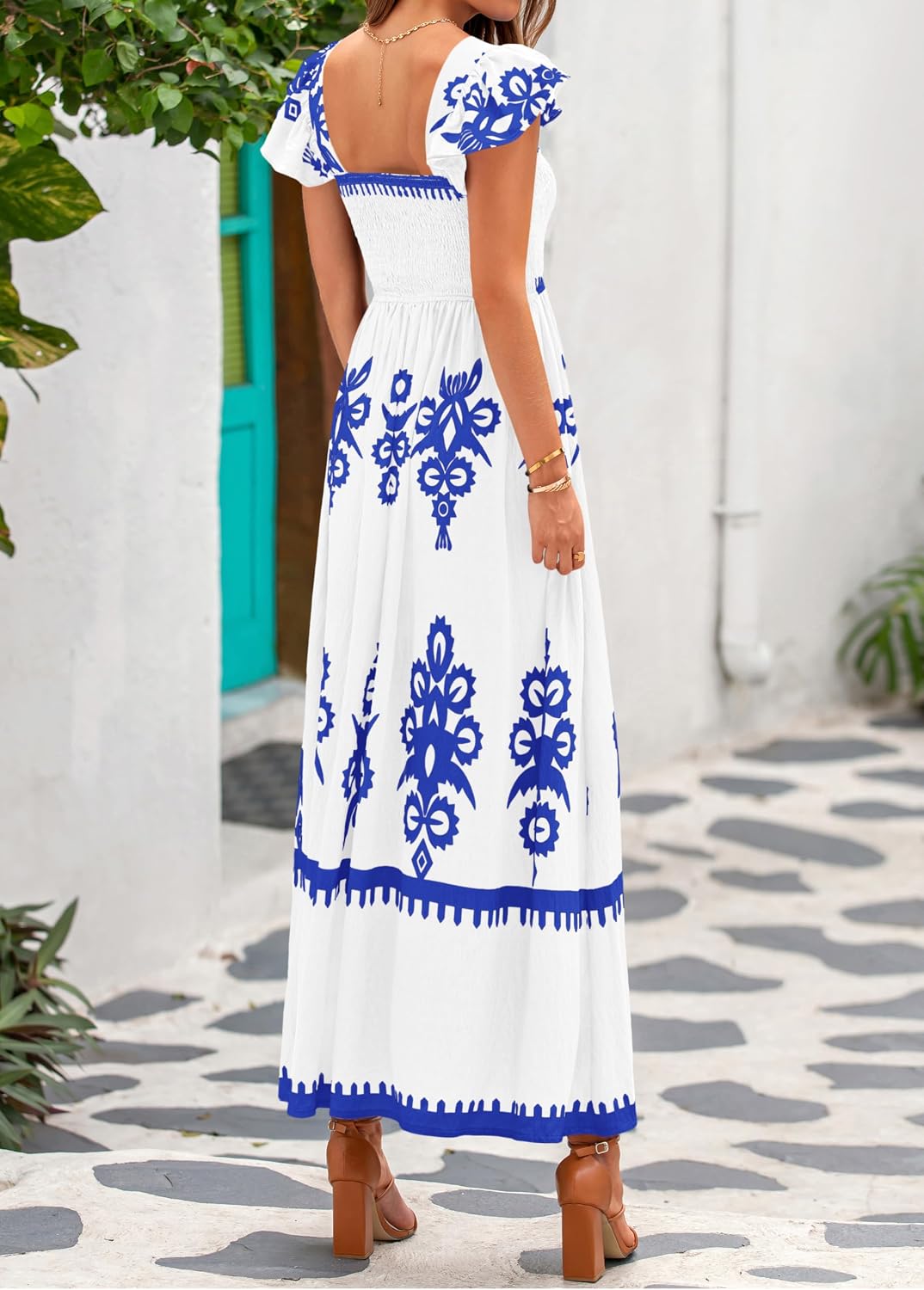 VESTIDO MAXI BOHO FLORAL BTFBM CUELLO CUADRADO SIN MANGAS - 3