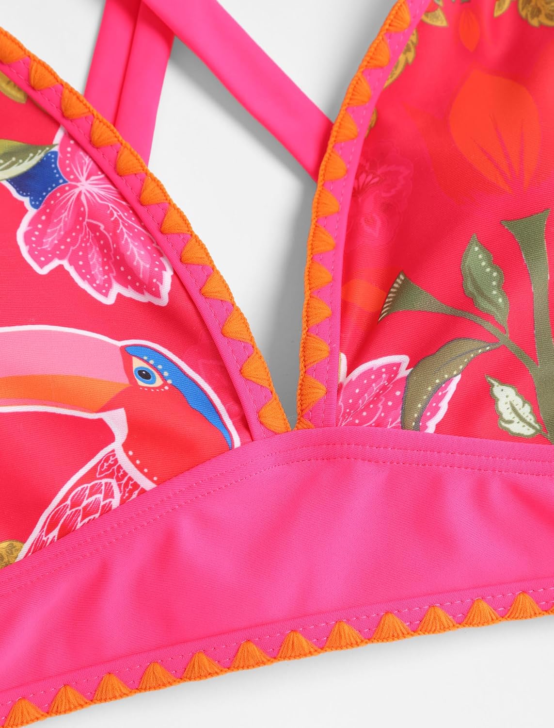 BIKINI DE DOS PIEZAS ZAFUL CINTURA ALTA CON FALDA ROSA ROJO - 5