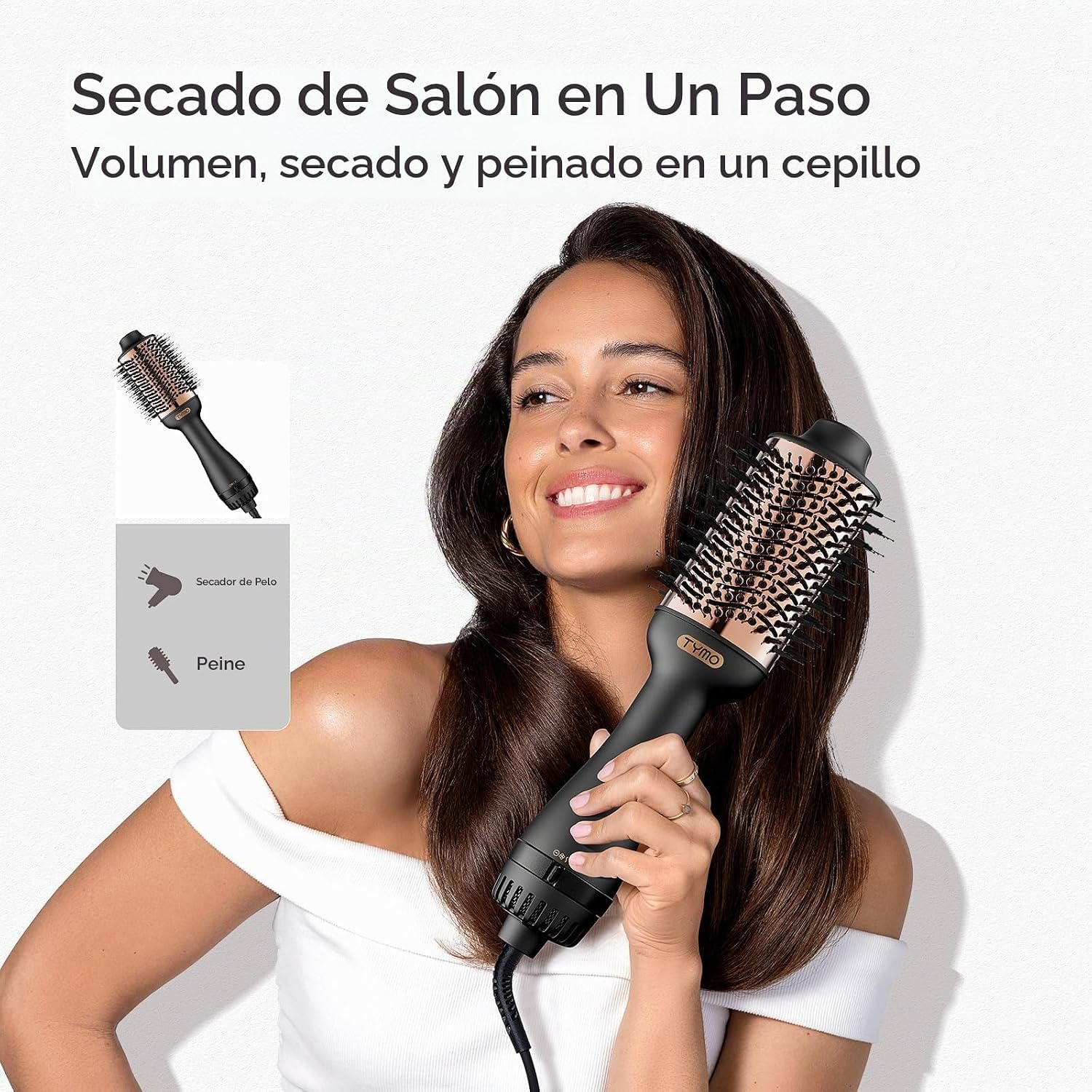 SECADORA DE CABELLO TYMO 4 EN 1 CON CEPILLO ALISADOR Y RIZADOR BARRIL 72MM - 5