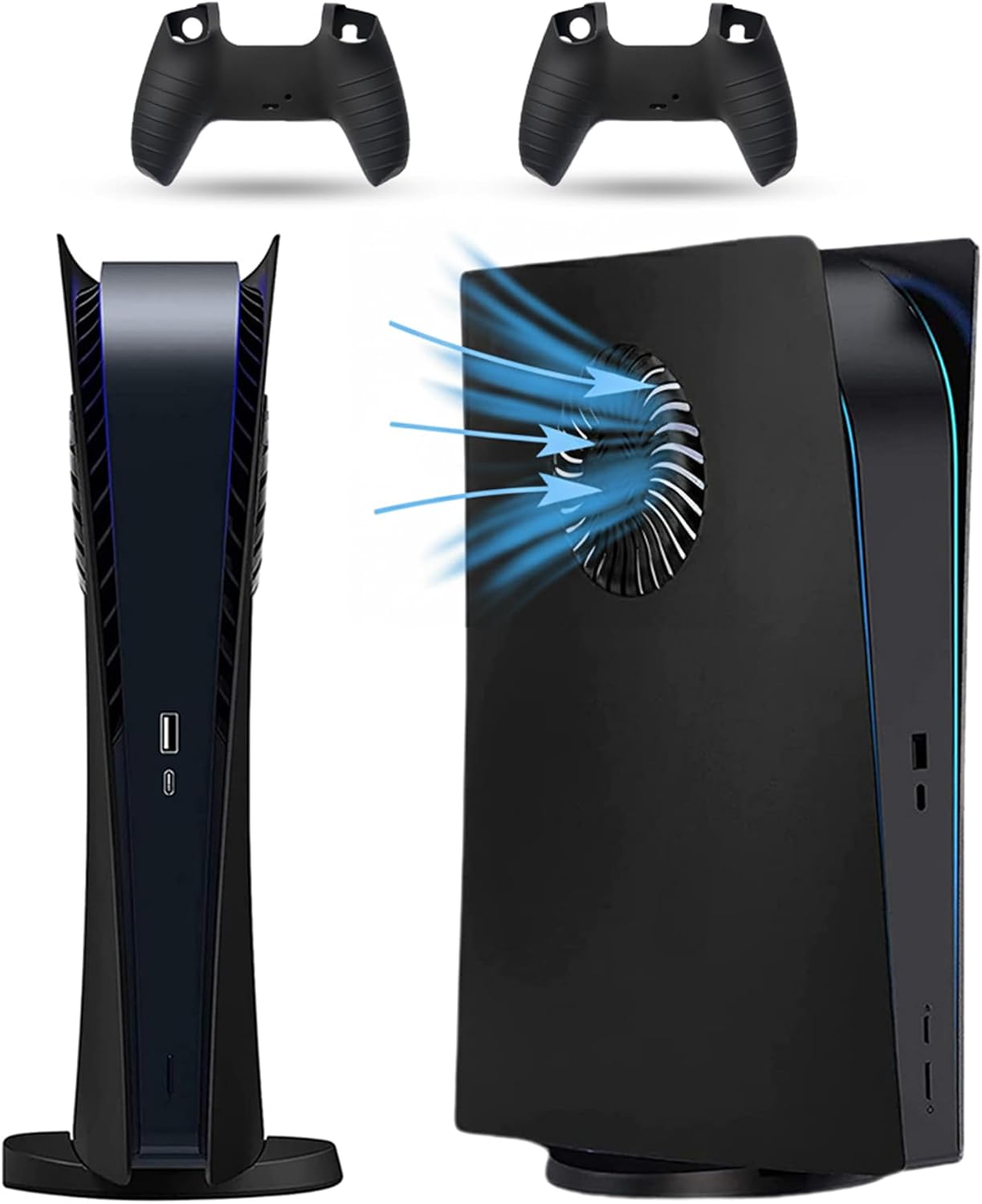 CUBIERTA FRONTAL VENTILADA PEYANZ PARA PS5 DIGITAL EDITION + 2 FUNDAS DE CONTROLES - 1