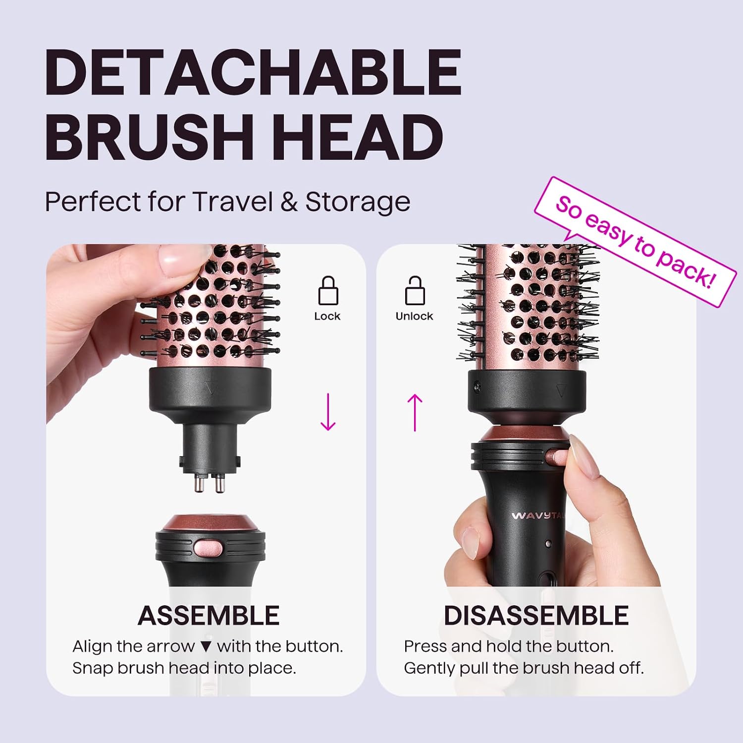 SECADORA DE CABELLO WAVYTALK THERMAL BRUSH 1.5' REDONDA CON CEPILLO DESMONTABLE - 4