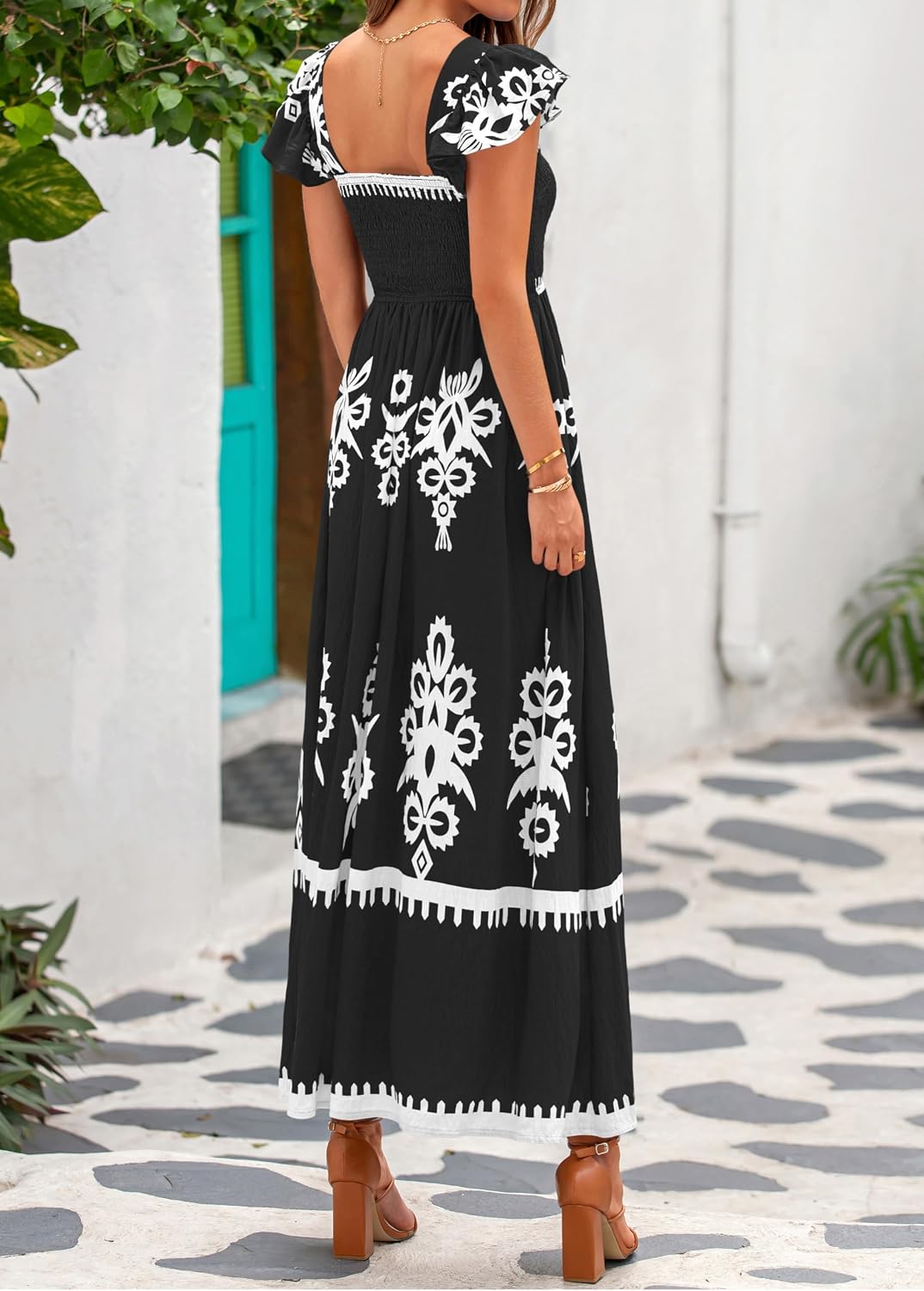 VESTIDO MAXI BOHO FLORAL BTFBM CUELLO CUADRADO SIN MANGAS - 3