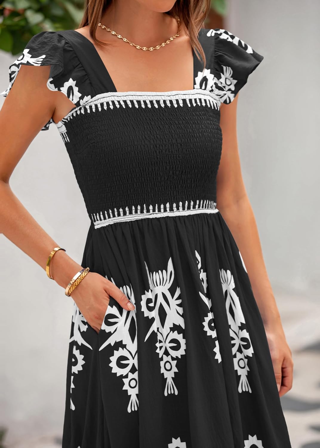 VESTIDO MAXI BOHO FLORAL BTFBM CUELLO CUADRADO SIN MANGAS - 4