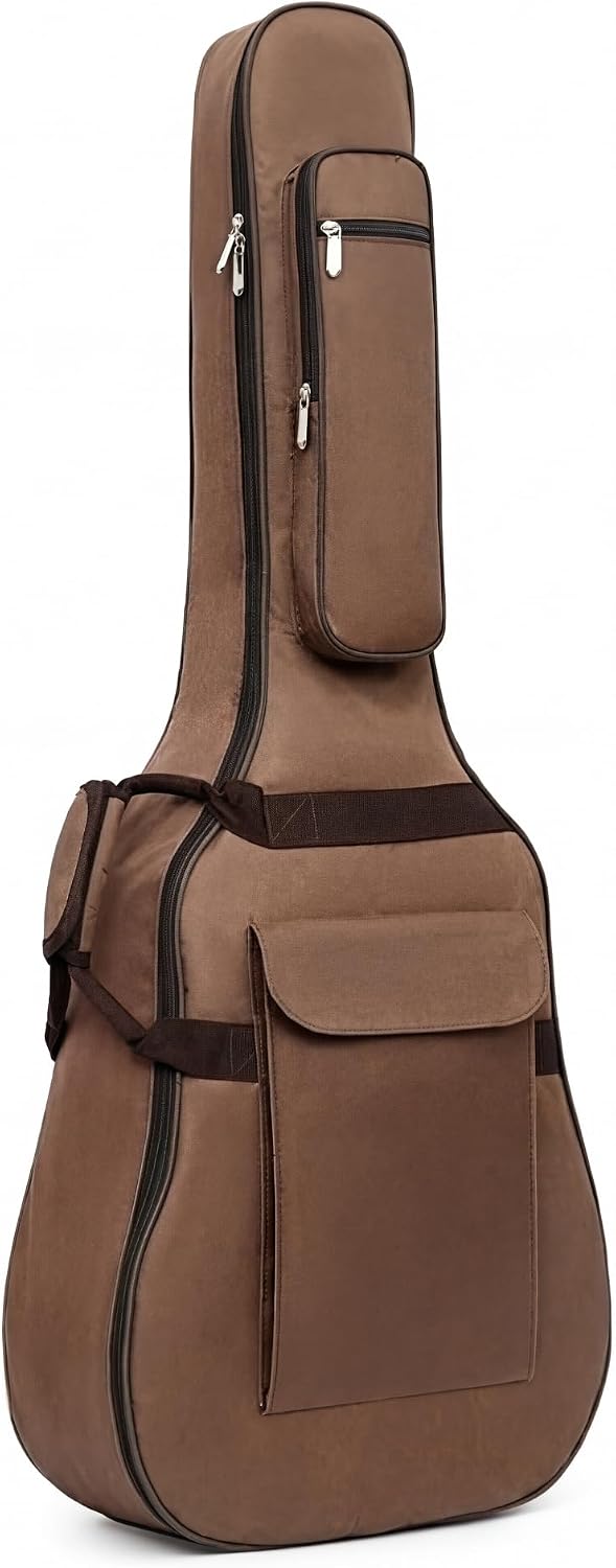 FUNDA PARA GUITARRA ACÚSTICA DE 41 PULGADAS CALLPIONEER MARRÓN CON ACOLCHADO REFORZADO - 1