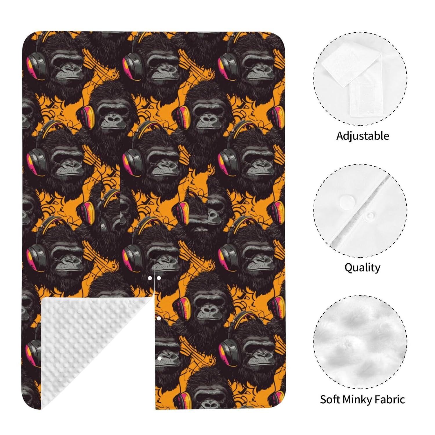 CUBRE COCHE PARA BEBÉ MUISHI MUSIC GORILLA DOBLE CAPA - 3
