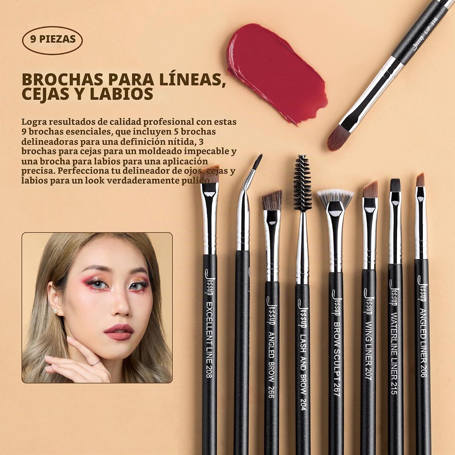 SET DE BROCHAS DE MAQUILLAJE JESSUP PROFESSIONAL 35 PIEZAS T342 - 5