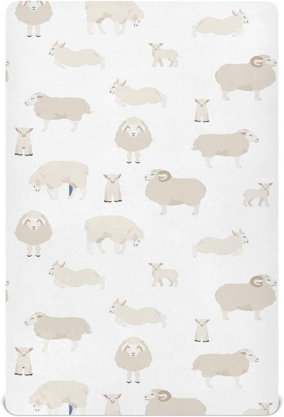SÁBANA BAJERA PARA CUNA VVFELIXL ESTAMPADO OVEJAS BLANCO 99X68 CM - 1