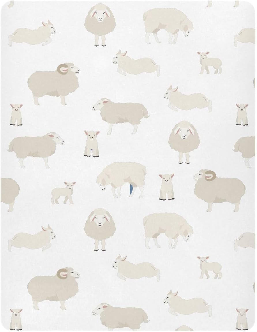 SÁBANA BAJERA PARA CUNA VVFELIXL ESTAMPADO OVEJAS BLANCO 99X68 CM - 2