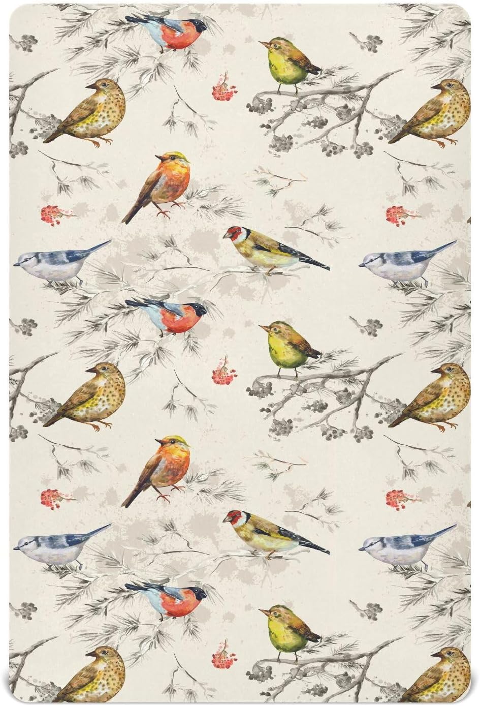 SÁBANA BAJERA PARA CUNA VVFELIXL PÁJAROS VINTAGE TAMAÑO M 52X28X9 PULGADAS - 1