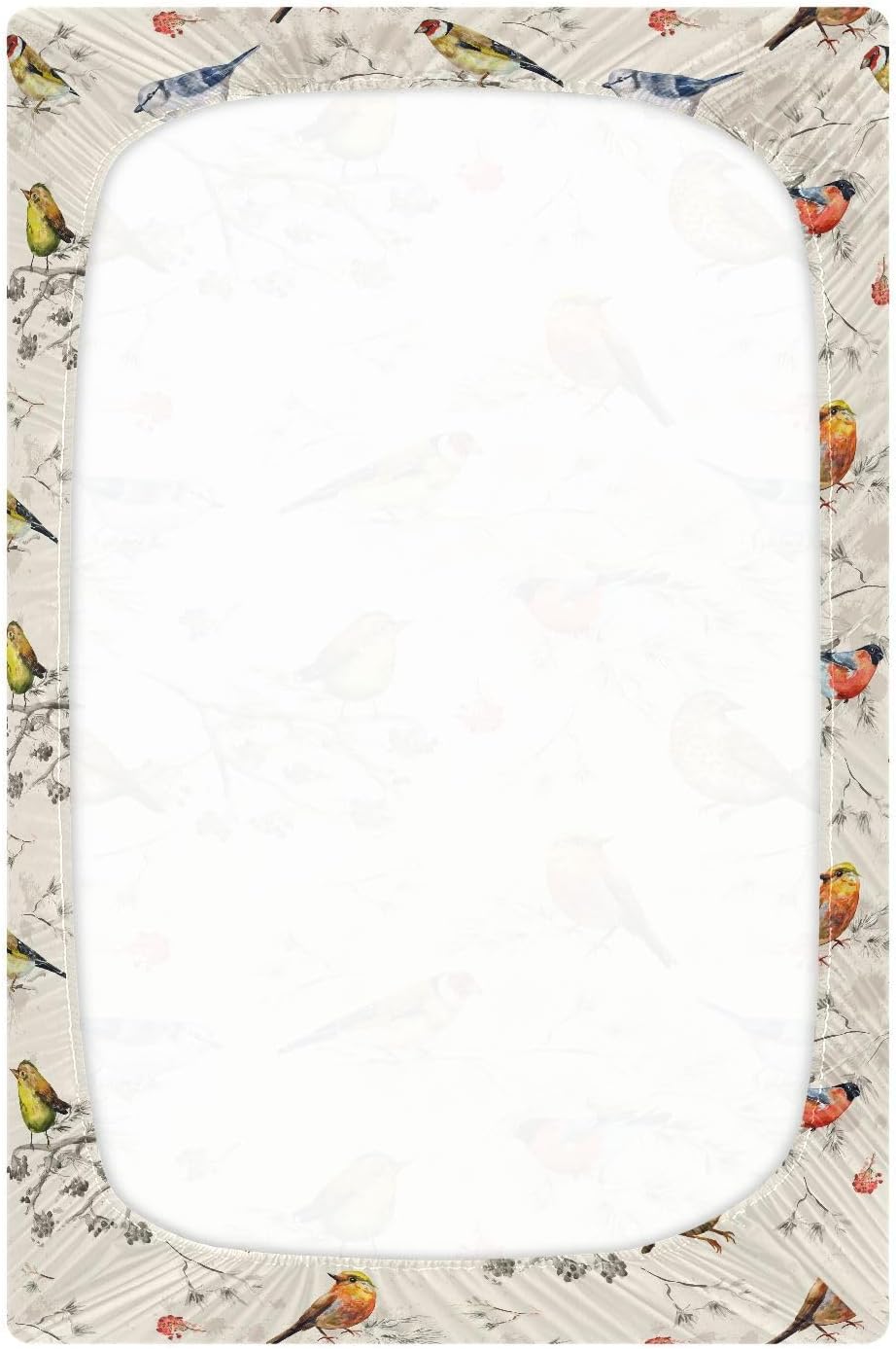 SÁBANA BAJERA PARA CUNA VVFELIXL PÁJAROS VINTAGE TAMAÑO M 52X28X9 PULGADAS - 3