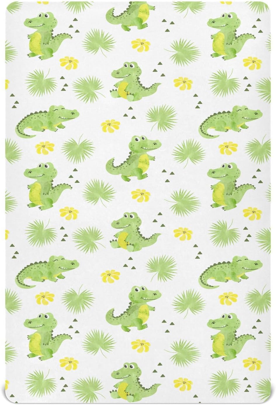 SÁBANA BAJERA PARA CUNA VVFELIXL ESTAMPADO COCODRILOS Y HOJAS DE PALMA - 1