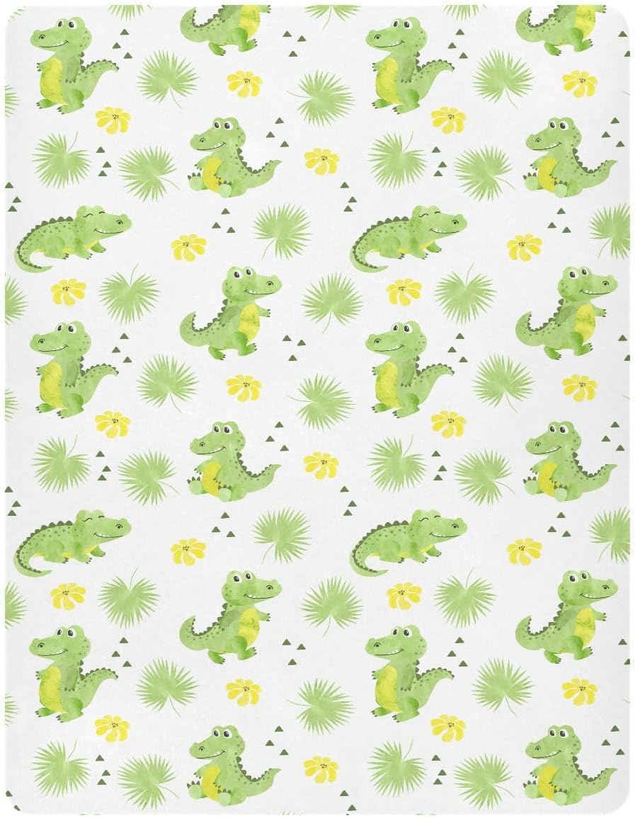 SÁBANA BAJERA PARA CUNA VVFELIXL ESTAMPADO COCODRILOS Y HOJAS DE PALMA - 2