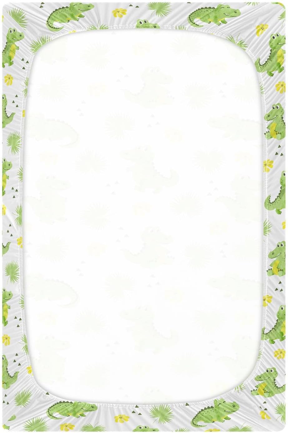 SÁBANA BAJERA PARA CUNA VVFELIXL ESTAMPADO COCODRILOS Y HOJAS DE PALMA - 3