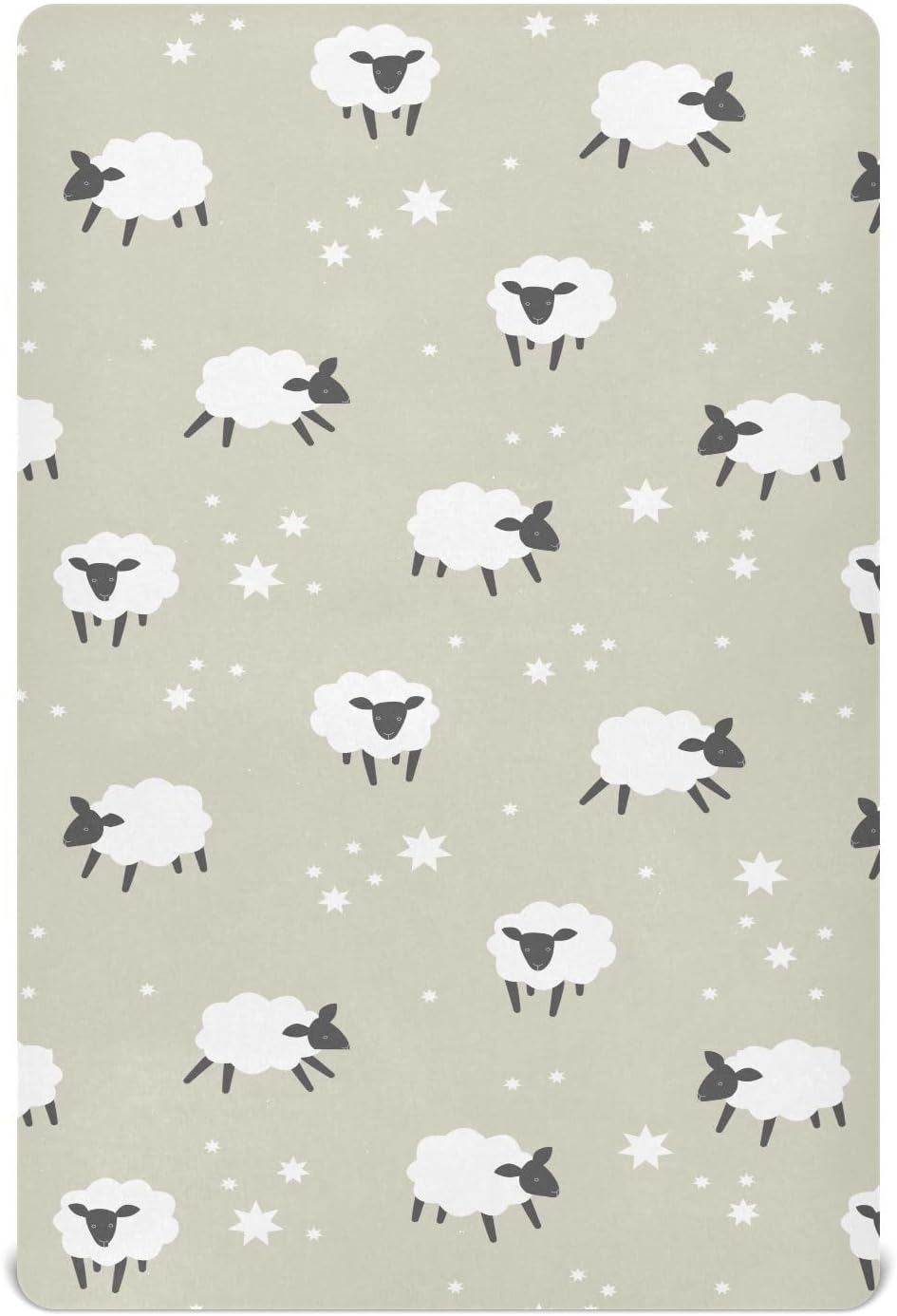 SÁBANA BAJERA PARA CUNA VVFELIXL ESTAMPADO OVEJAS Y ESTRELLAS 132 X 71 CM - 1