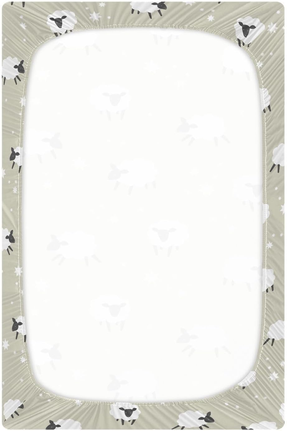 SÁBANA BAJERA PARA CUNA VVFELIXL ESTAMPADO OVEJAS Y ESTRELLAS 132 X 71 CM - 3