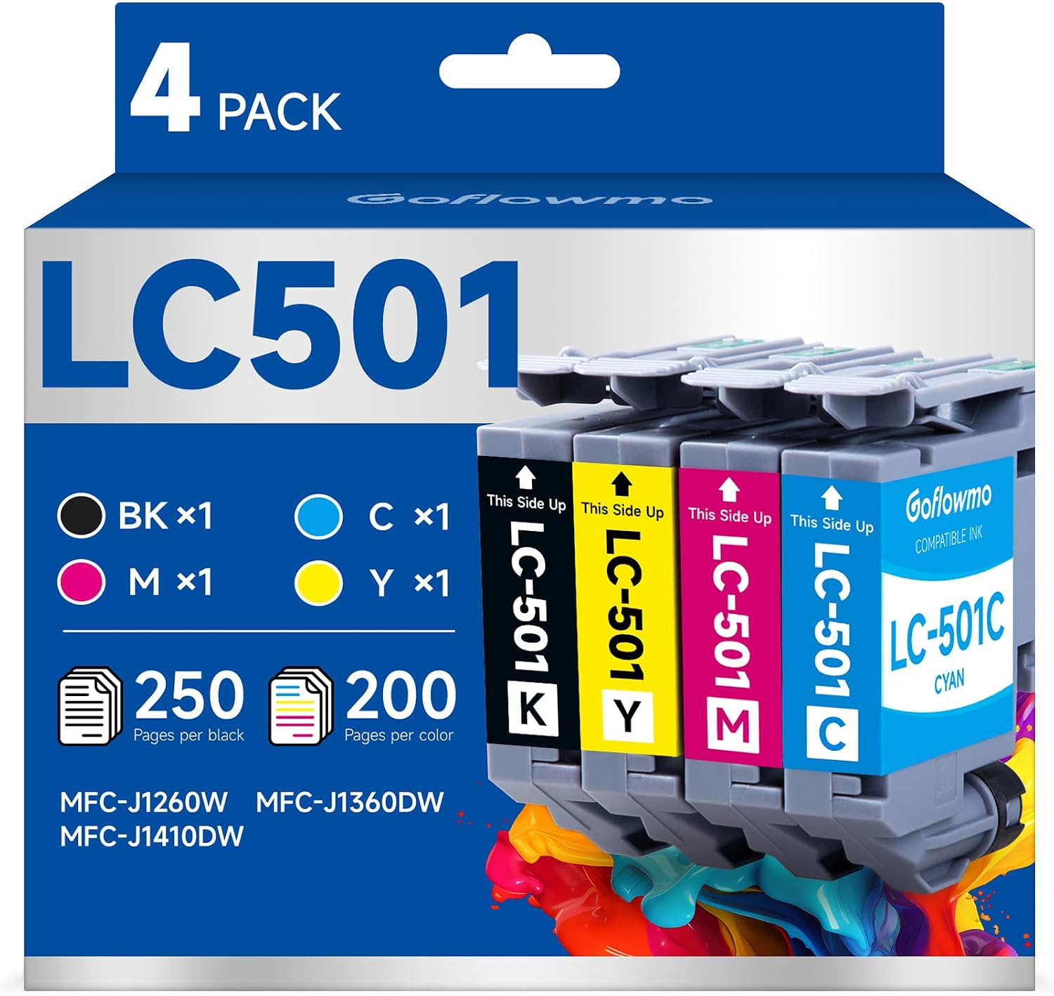 CARTUCHOS DE TINTA LC501 COMPATIBLES BROTHER MFC-J1360DW J1410DW PACK 4 COLORES - 1