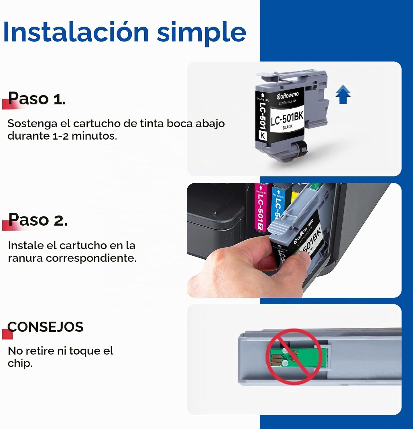 CARTUCHOS DE TINTA LC501 COMPATIBLES BROTHER MFC-J1360DW J1410DW PACK 4 COLORES - 5