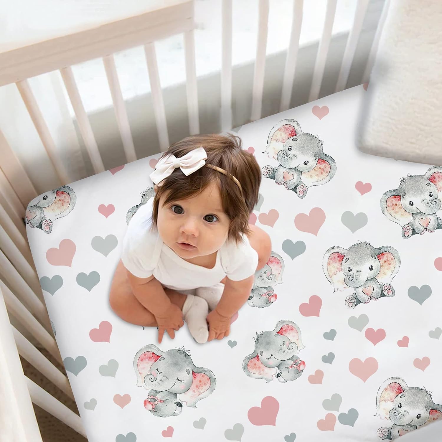 SET DE CAMA PARA BEBÉ MUNIFIC 2 PIEZAS CON DISEÑO DE ELEFANTE ROSA - 2
