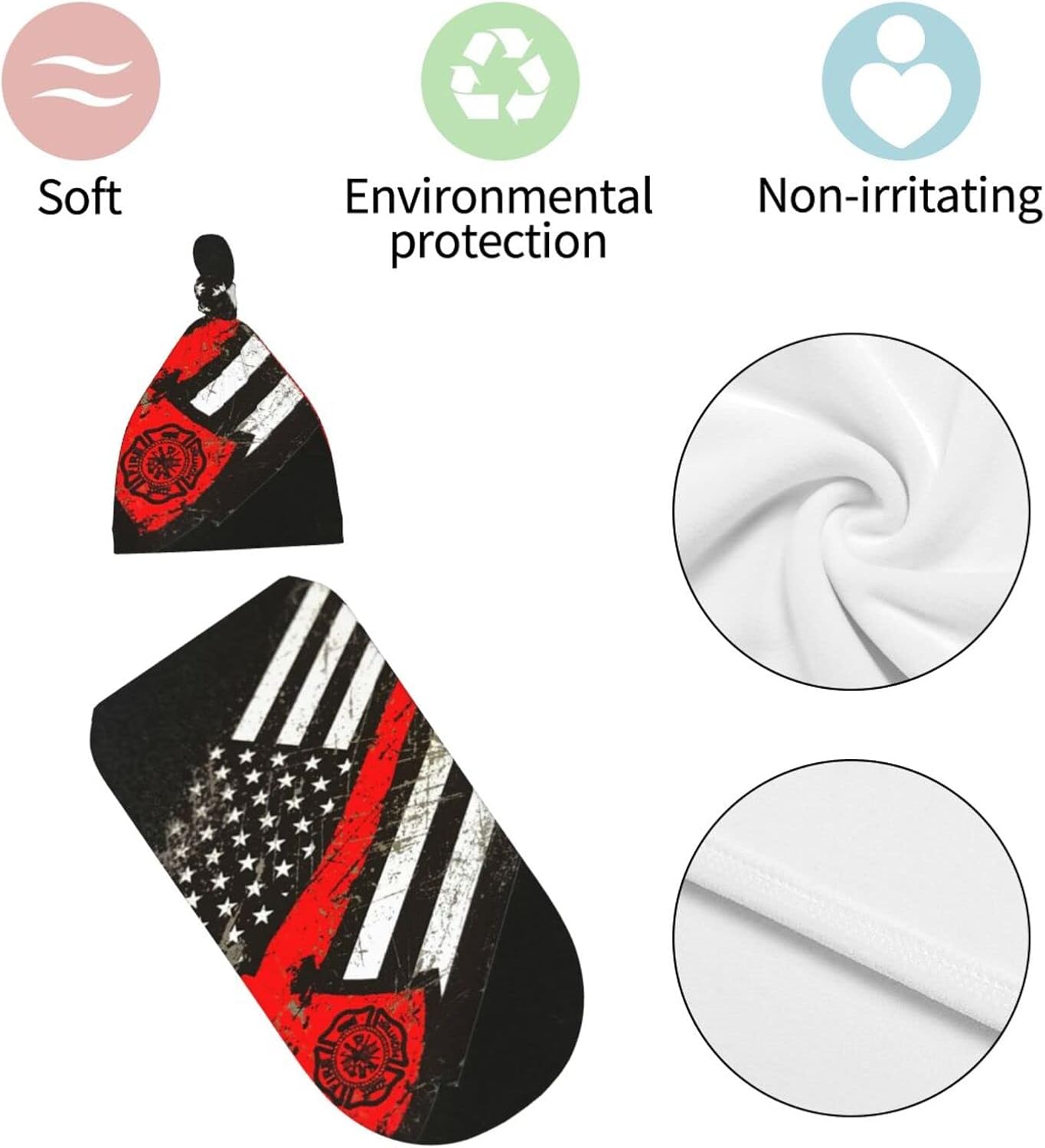 MANTA ENVOLVENTE PARA BEBÉ YKKLIMA CON GORRO A JUEGO ESTAMPADO BOMBERO ROJO - 4