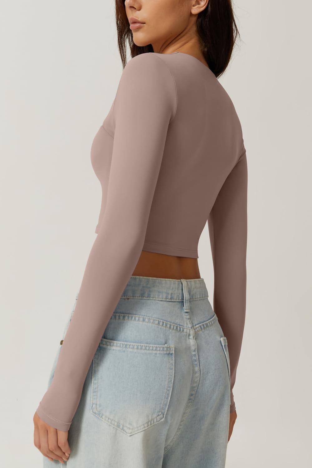 BLUSA QINSEN CROP TOP MANGA LARGA ESCOTE CUADRADO AJUSTADO - 5