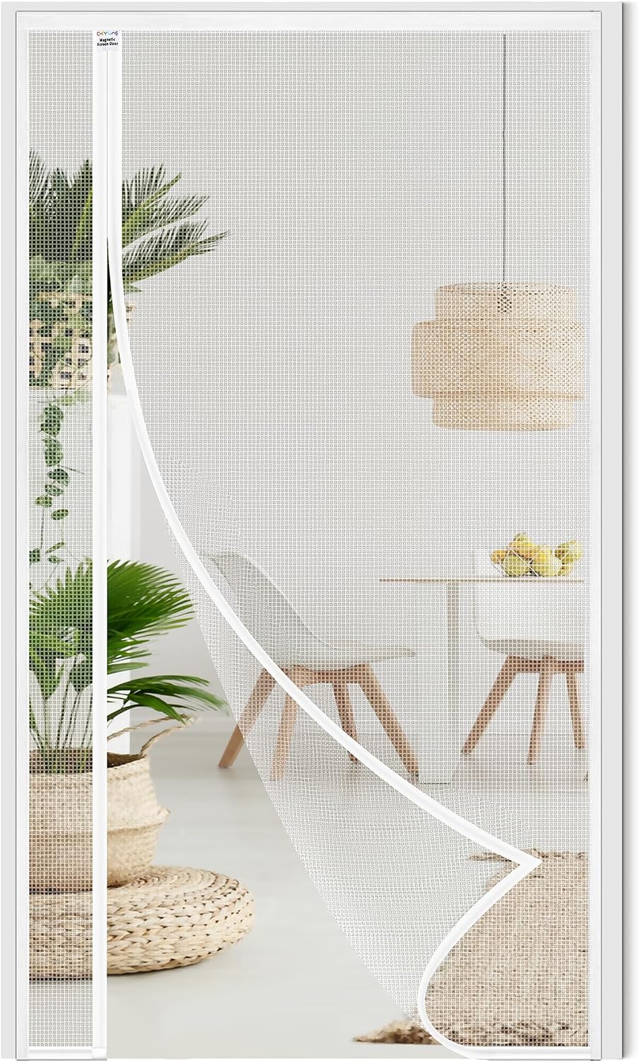 MOSQUITERO MAGNÉTICO PARA PUERTA CHIYUNS BLANCO APERTURA LATERAL REVERSIBLE 72 X 82 PULGADAS - 1