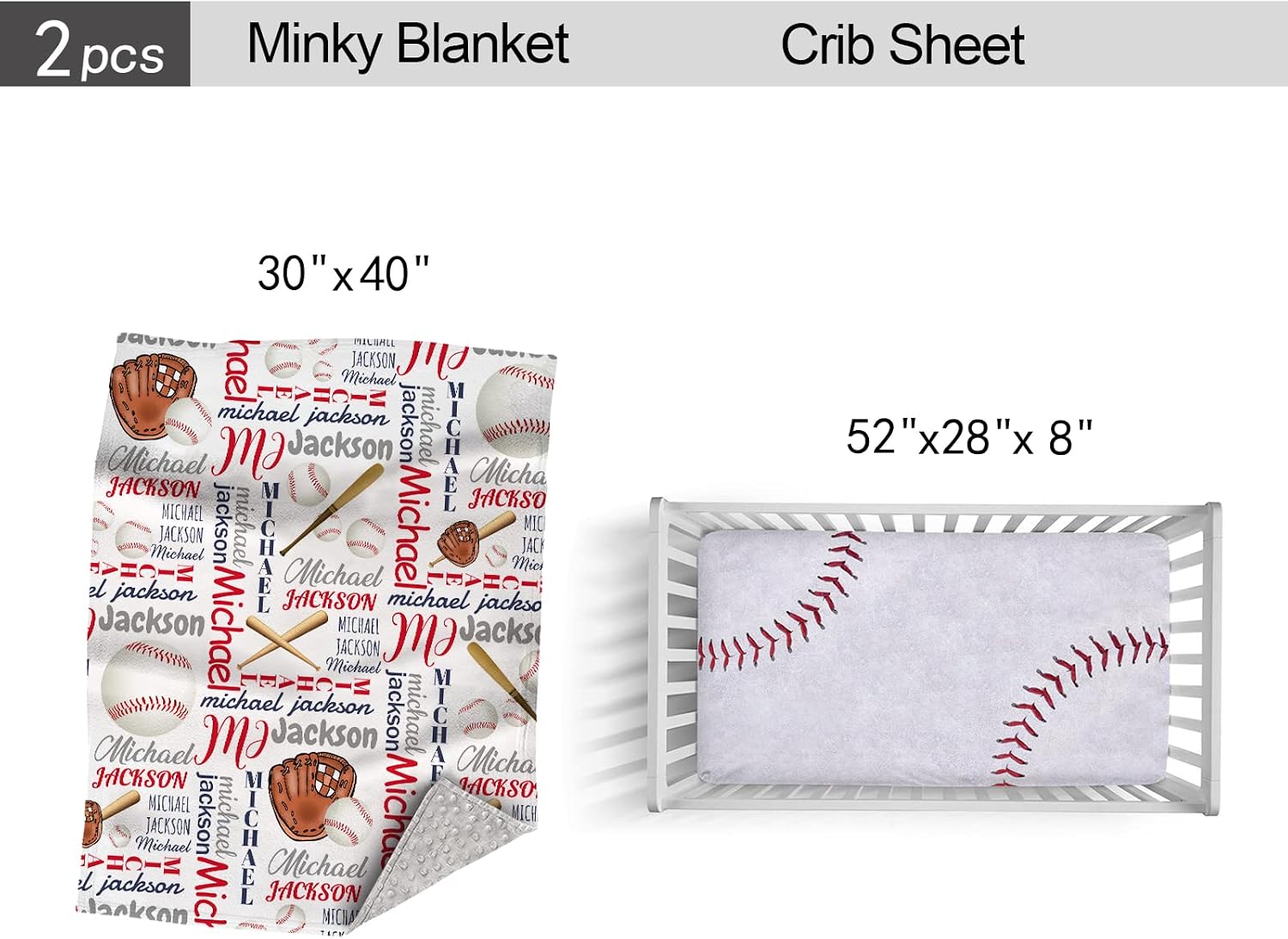 SET DE CAMA PARA BEBÉ MUNIFIC 2 PIEZAS TEMA BÉISBOL PERSONALIZABLE - 4