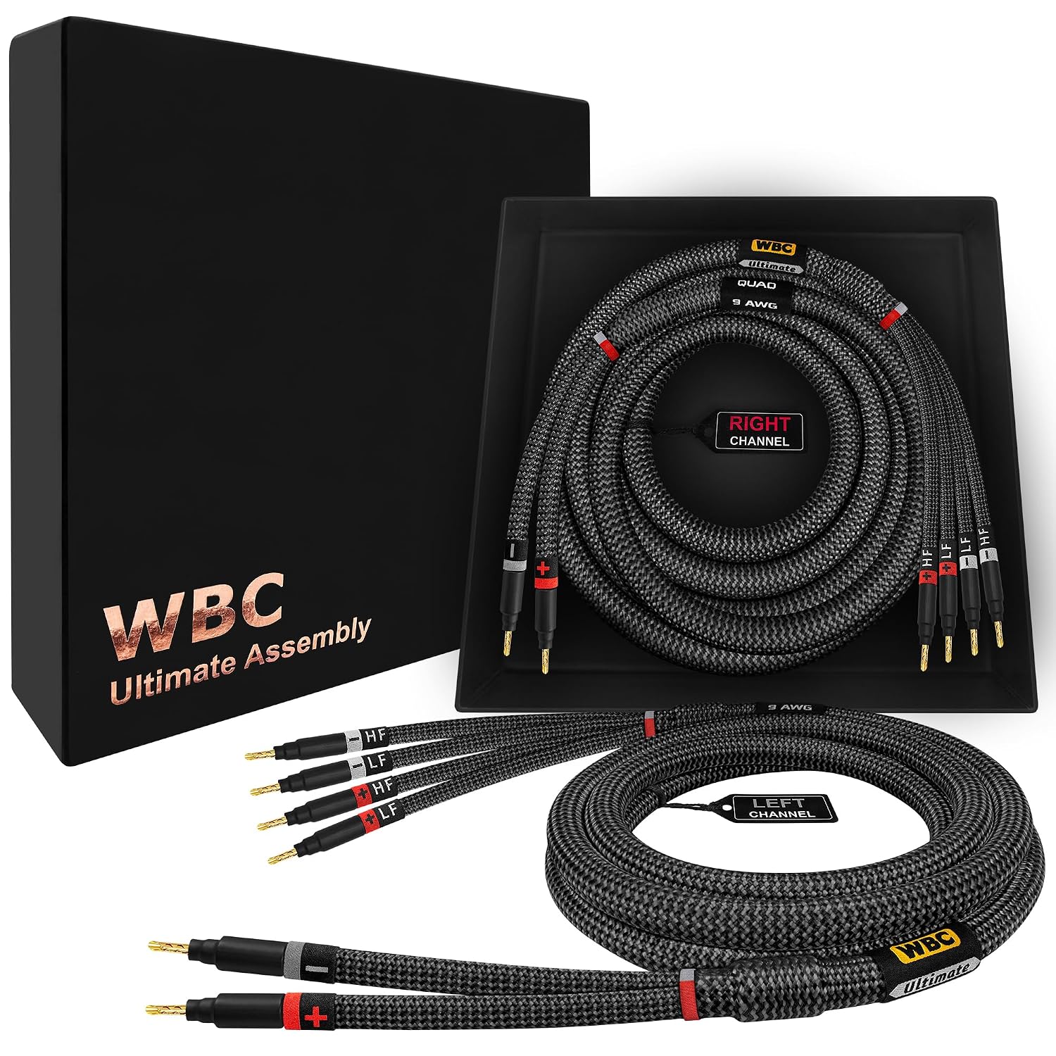 CABLE PARA PARLANTES WORLDS BEST CABLES ULTIMATE 8 PIES 9 AWG CON CONECTORES BANANA DORADOS - 1