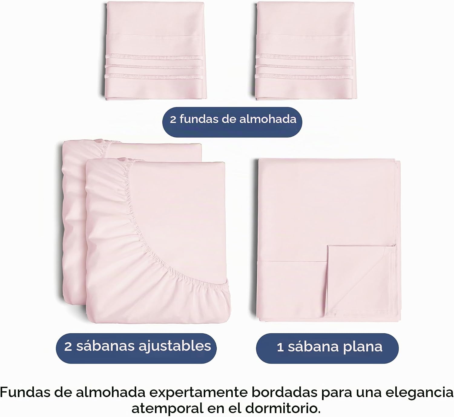JUEGO DE SÁBANAS SPLIT KING 5 PIEZAS CGK UNLIMITED MICROFIBRA ROSA LAVANDA - 2