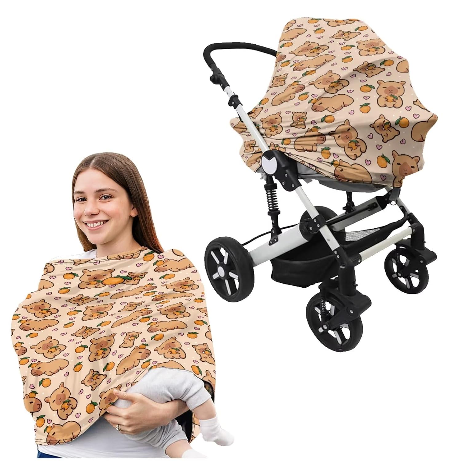 CUBRE COCHE PARA BEBÉ SAROGRORIN CAPYBARA NARANJA SET 2 PIEZAS - 4