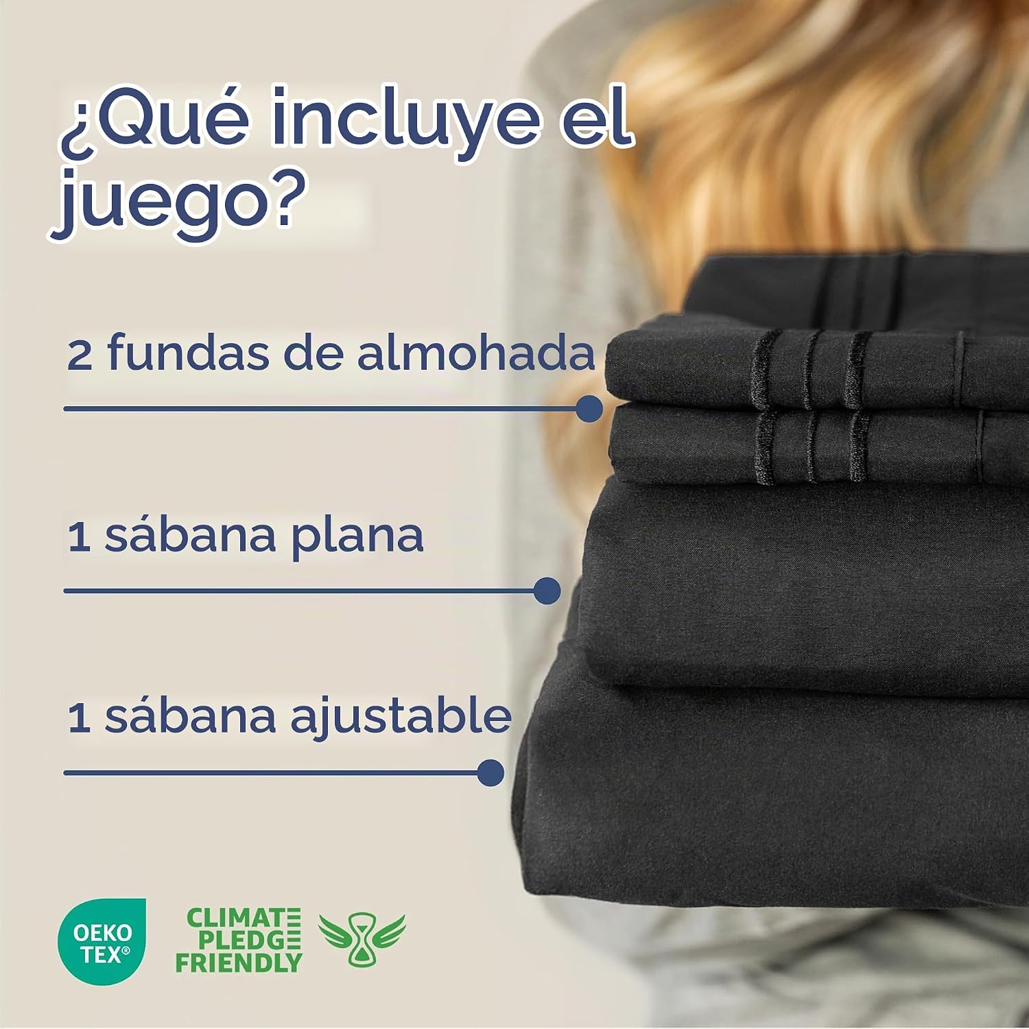 JUEGO DE SÁBANAS CAL KING 4 PIEZAS CGK UNLIMITED MICROFIBRA NEGRO - 2