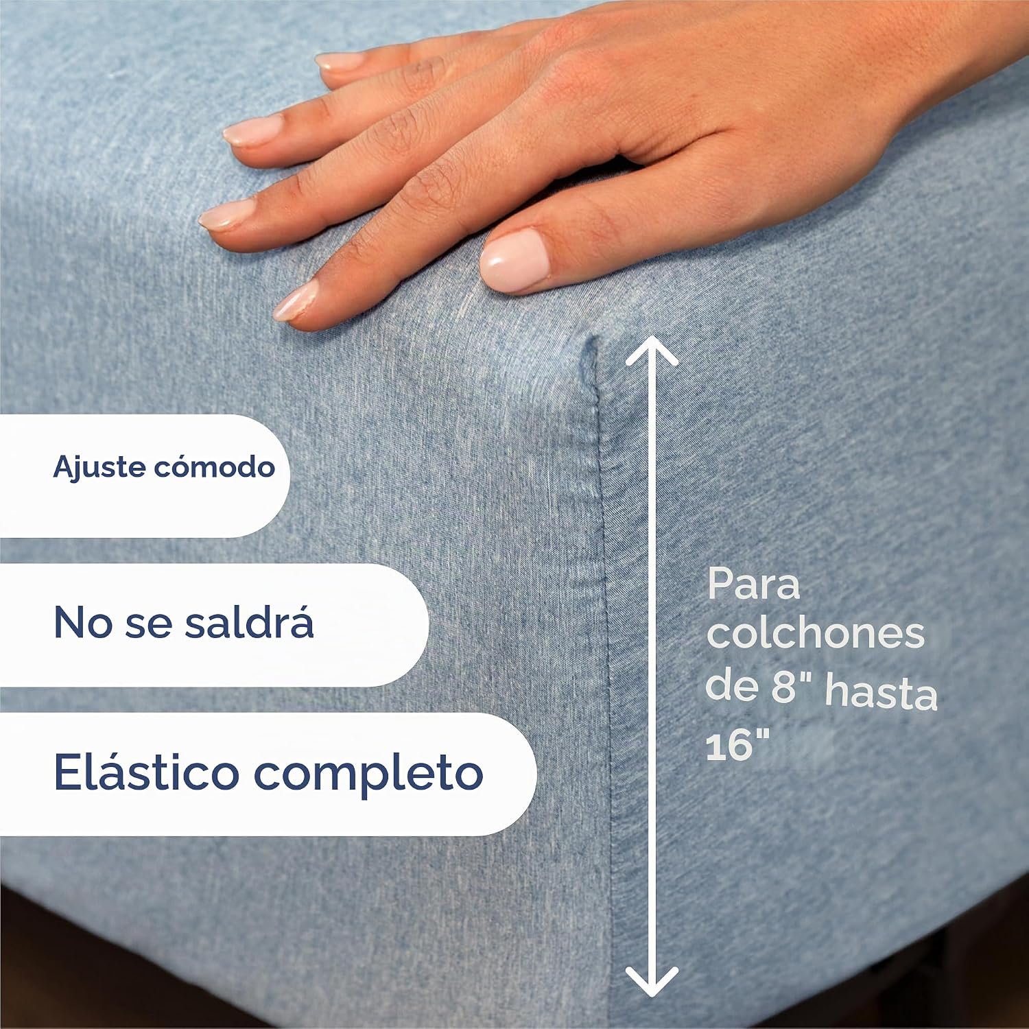 JUEGO DE SÁBANAS KING SIZE 4 PIEZAS MICROFIBRA AZUL HEATHERED - 3