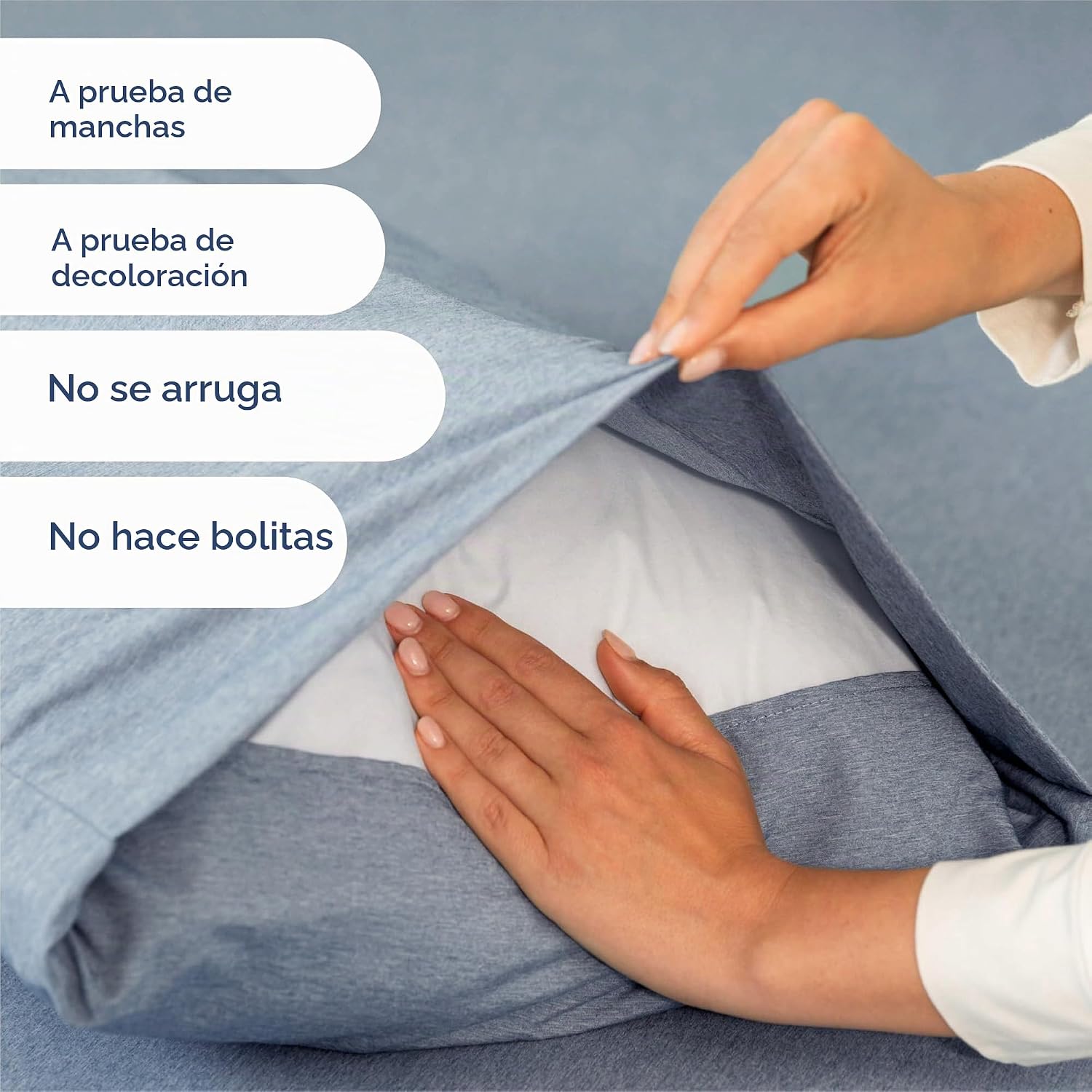 JUEGO DE SÁBANAS KING SIZE 4 PIEZAS MICROFIBRA AZUL HEATHERED - 5