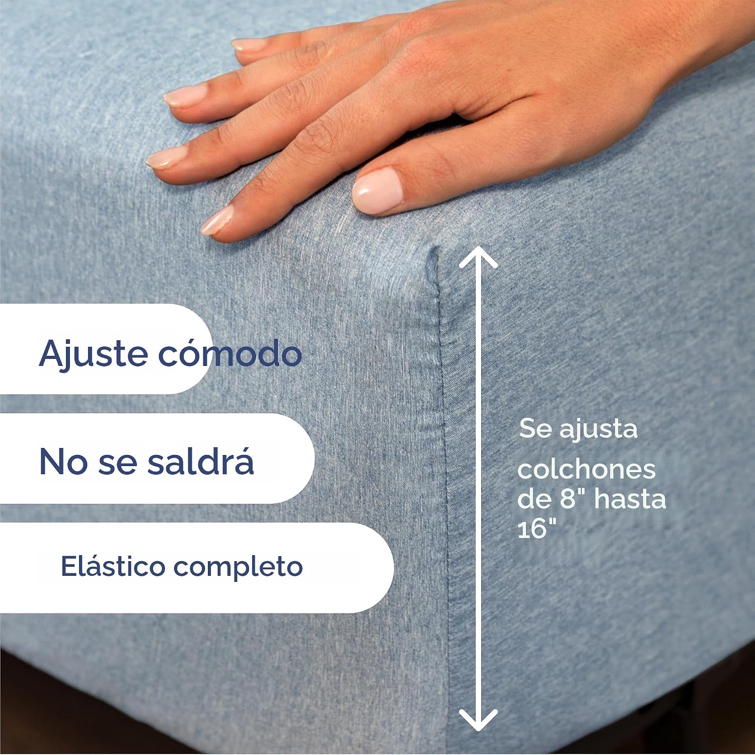 JUEGO DE SÁBANAS QUEEN SIZE 4 PIEZAS MICROFIBRA AZUL HEATHERED - 3