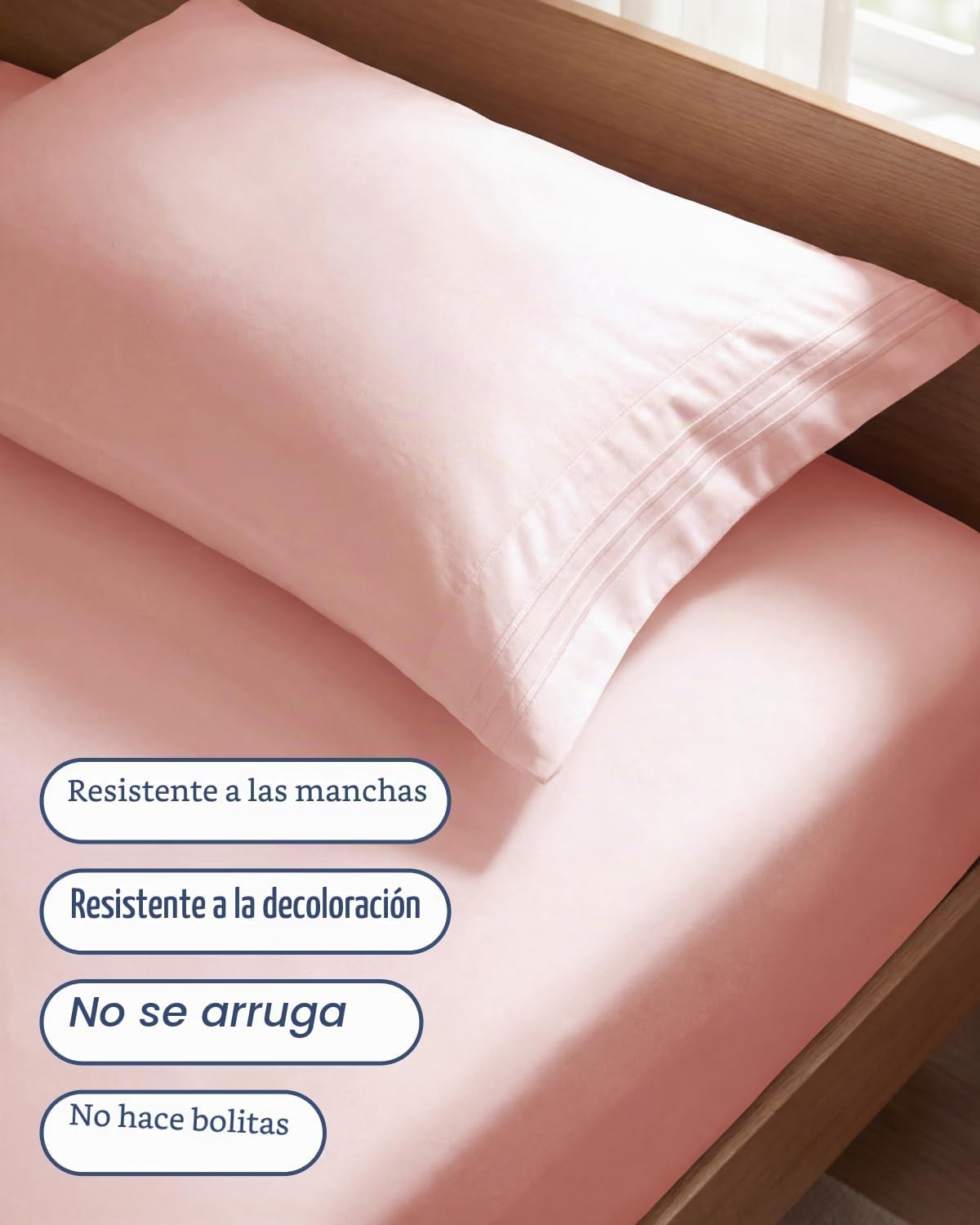 JUEGO DE SÁBANAS TWIN SIZE 3 PIEZAS MICROFIBRA ROSA BEBÉ - 5