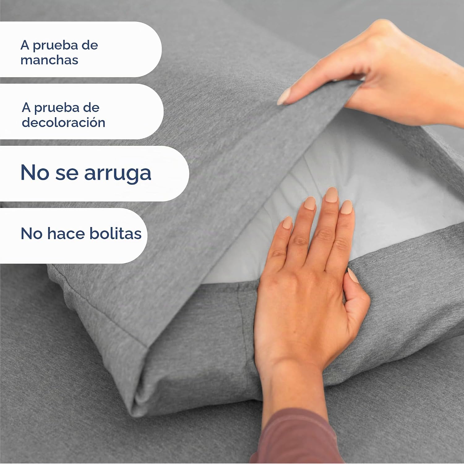 JUEGO DE SÁBANAS CAL KING CGK UNLIMITED MICROFIBRA GRIS 4 PIEZAS - 5