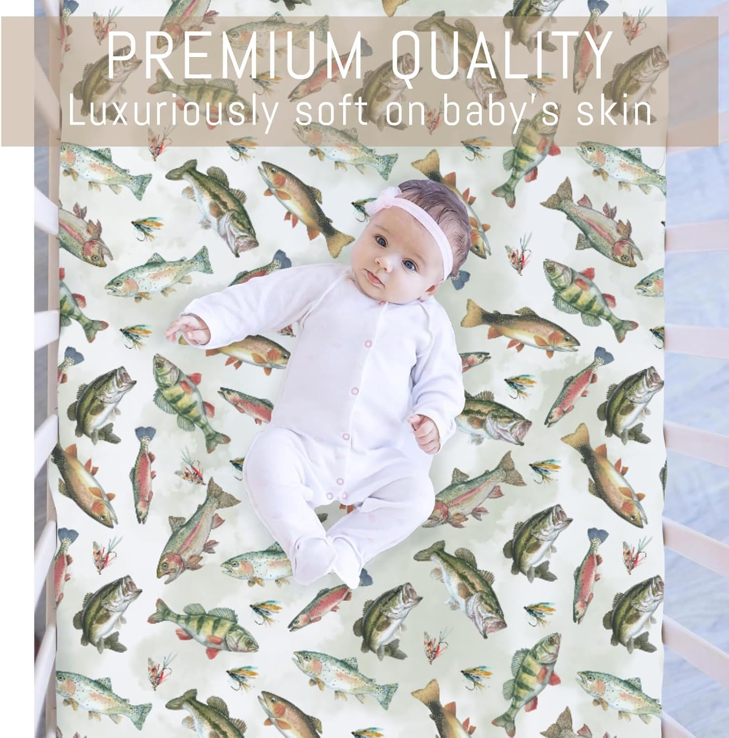 SÁBANA BAJERA PARA CUNA ESTAMPADO PECES SELGKDS 52X28 PULGADAS - 2