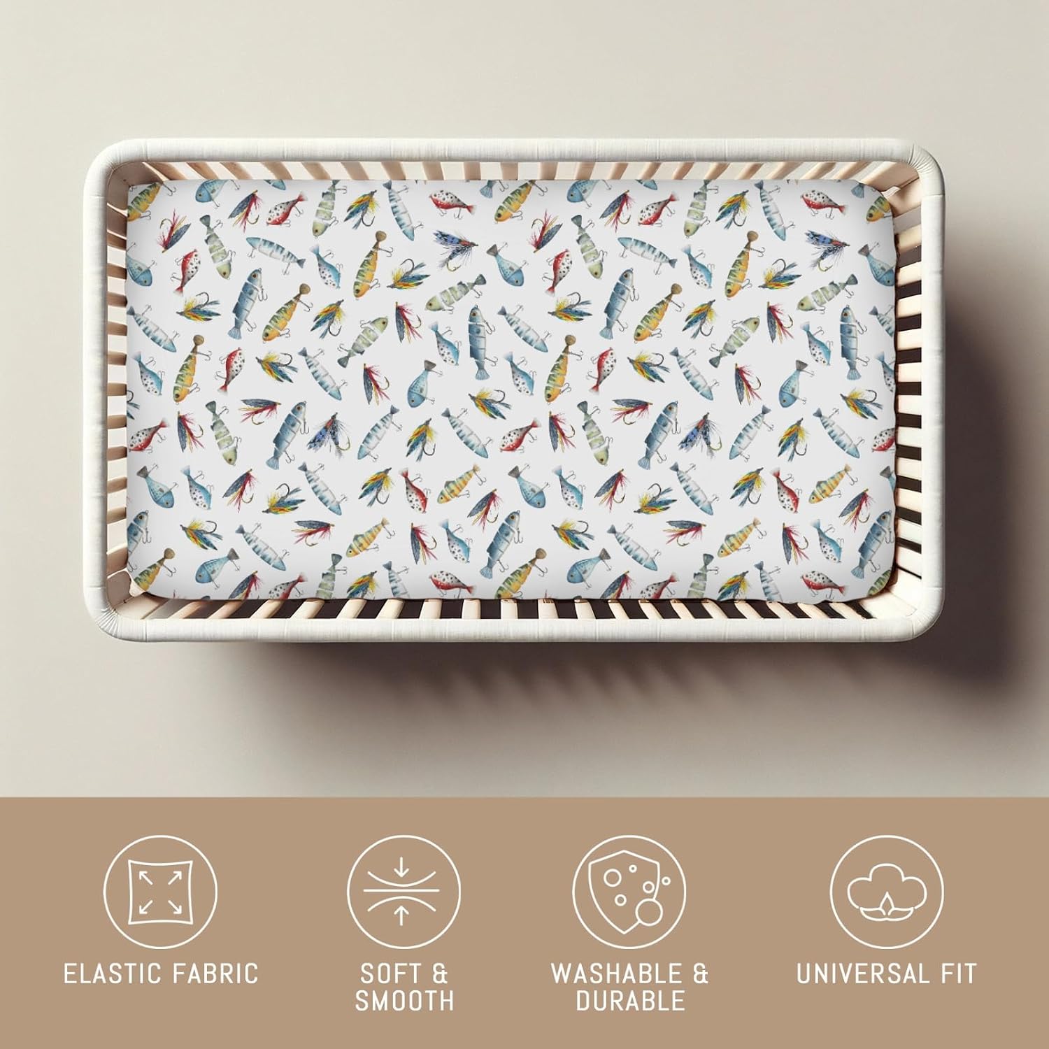 SÁBANA BAJERA PARA CUNA ESTAMPADO PESCA 52X28 PULGADAS - 3