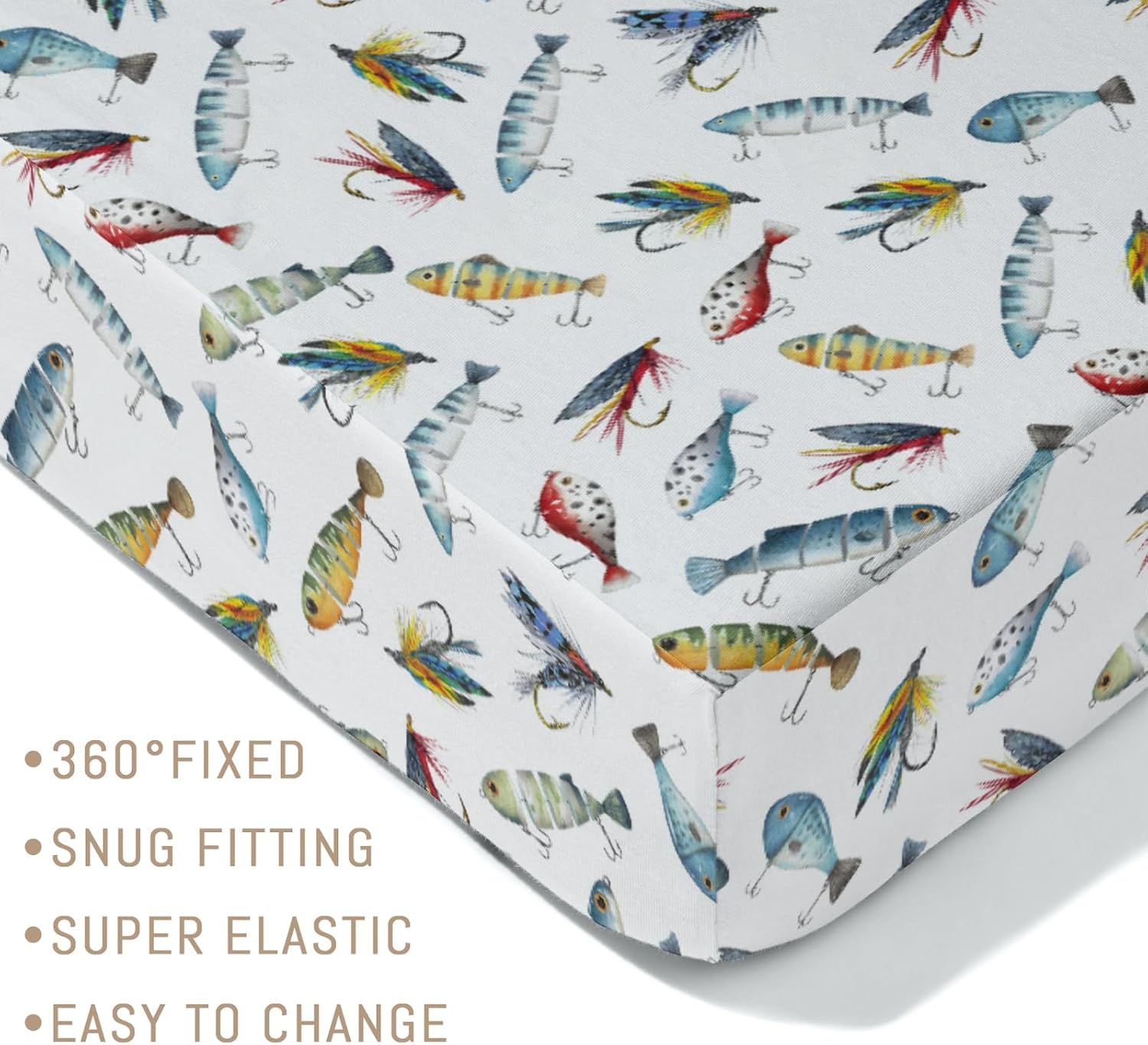 SÁBANA BAJERA PARA CUNA ESTAMPADO PESCA 52X28 PULGADAS - 5