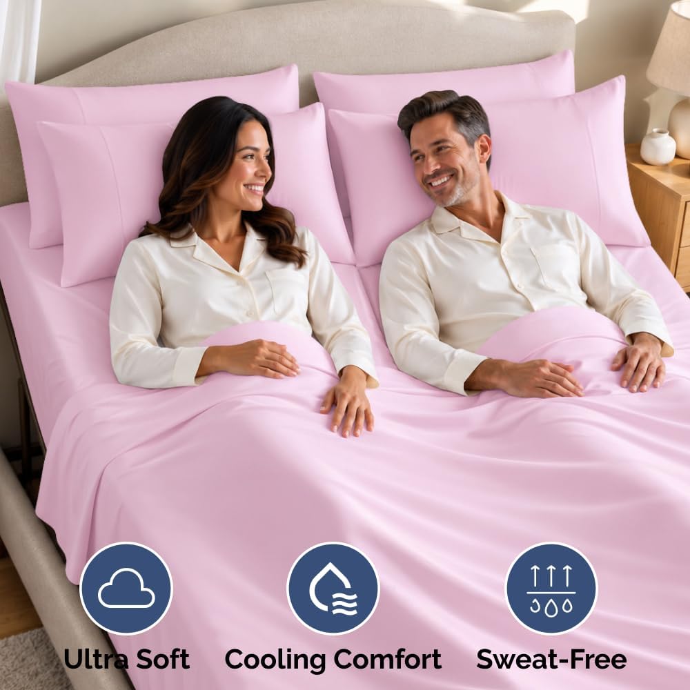 JUEGO DE SÁBANAS SPLIT KING CGK UNLIMITED 4 PIEZAS ROSA CLARO - 5
