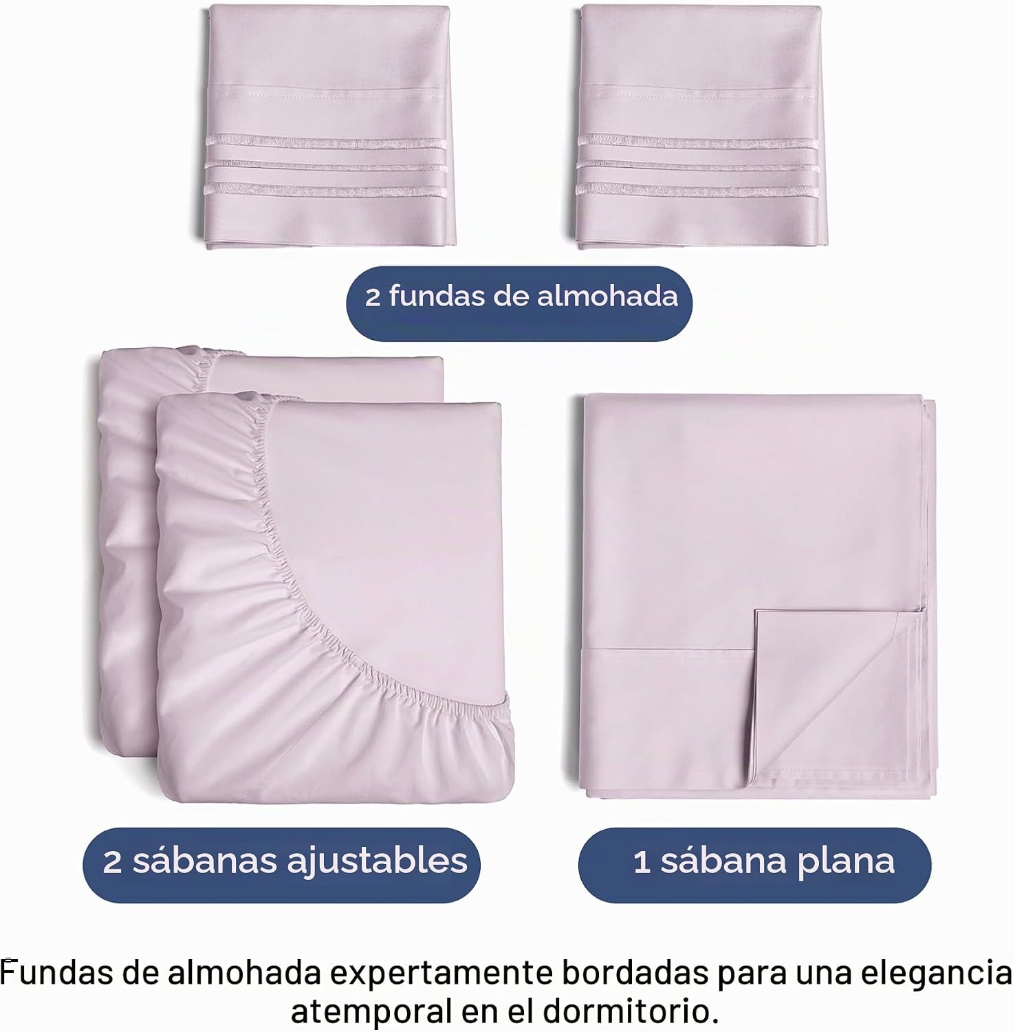 JUEGO DE SÁBANAS SPLIT KING 5 PIEZAS CGK UNLIMITED LAVANDA - 2