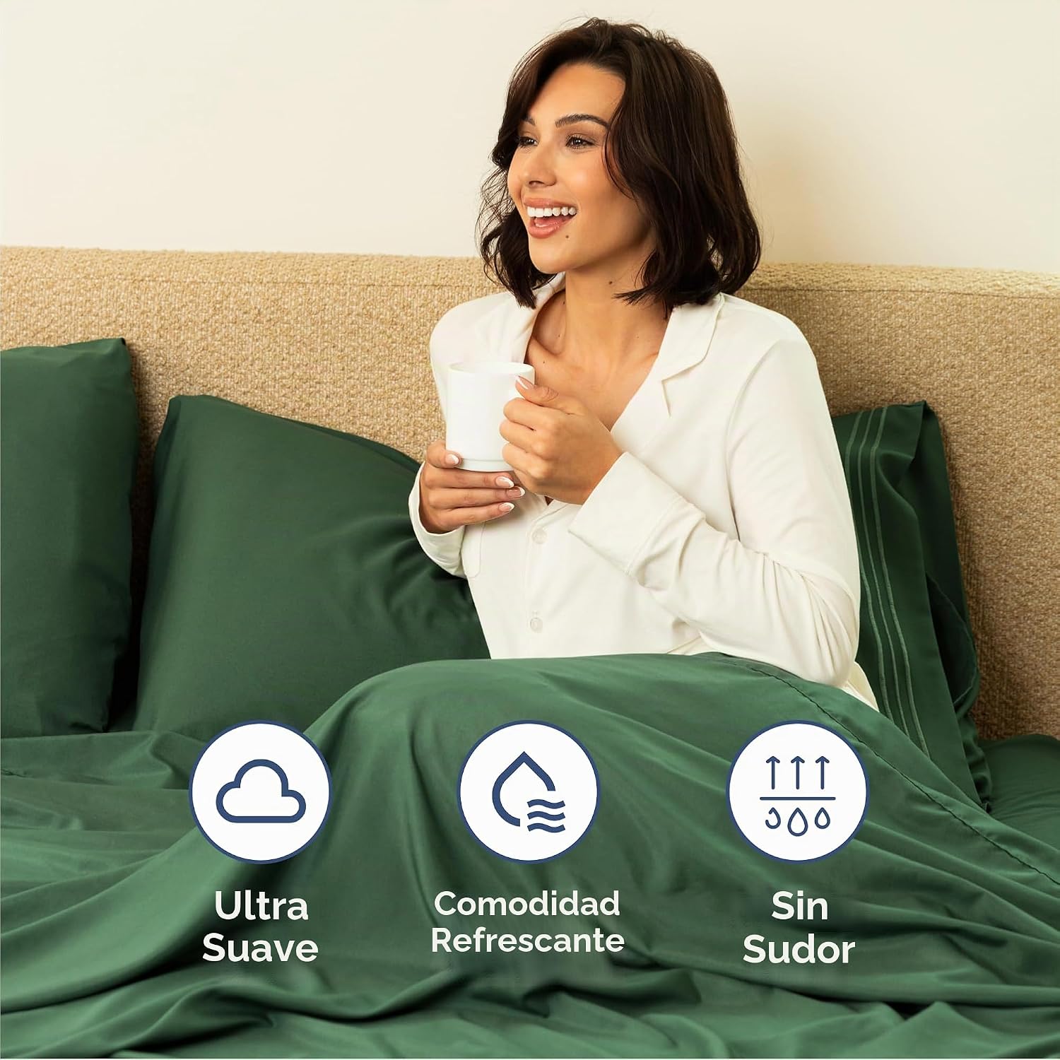 JUEGO DE SÁBANAS CAL KING 4 PIEZAS MICROFIBRA VERDE ESMERALDA - 4