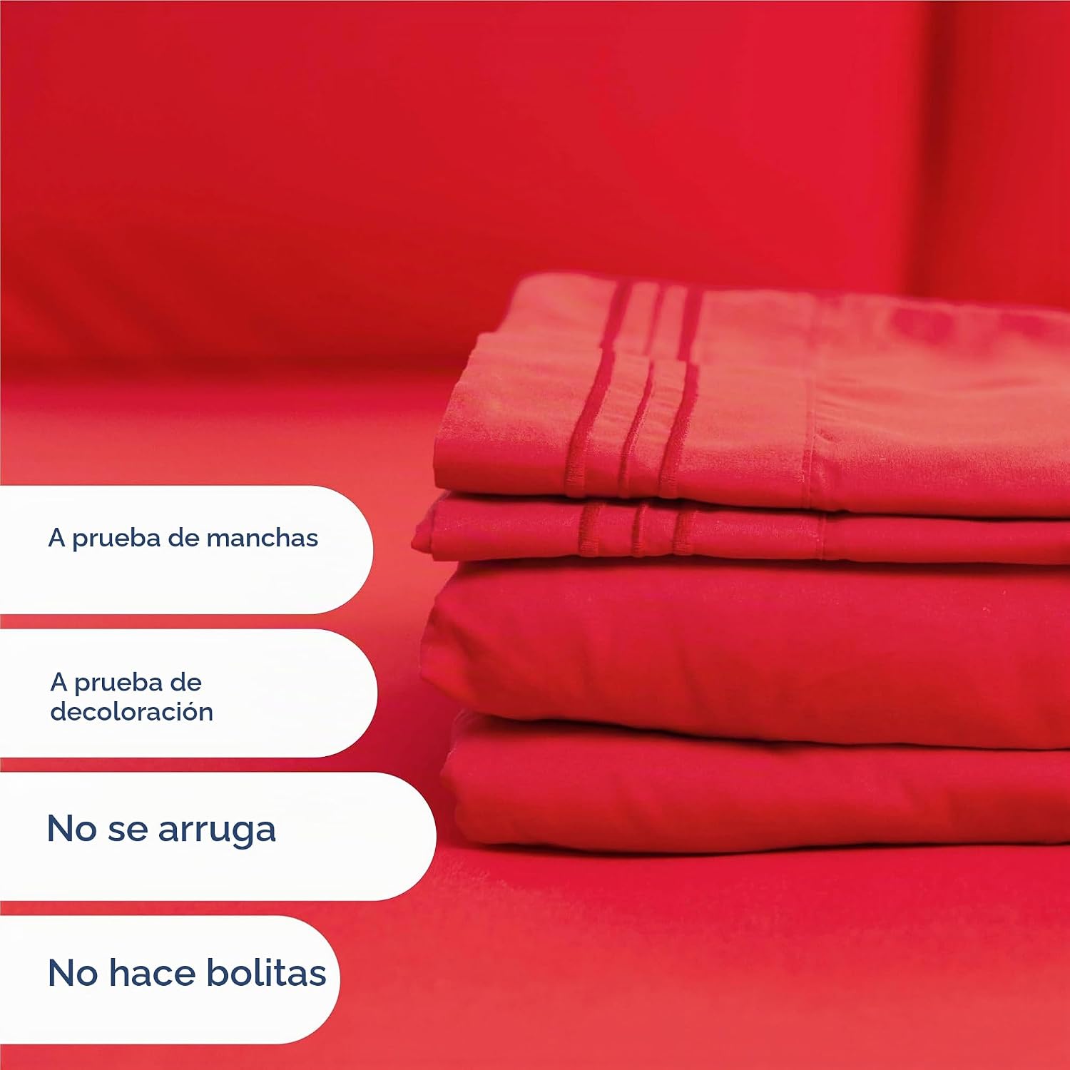 JUEGO DE SÁBANAS FULL SIZE 4 PIEZAS MICROFIBRA ROJO - 5