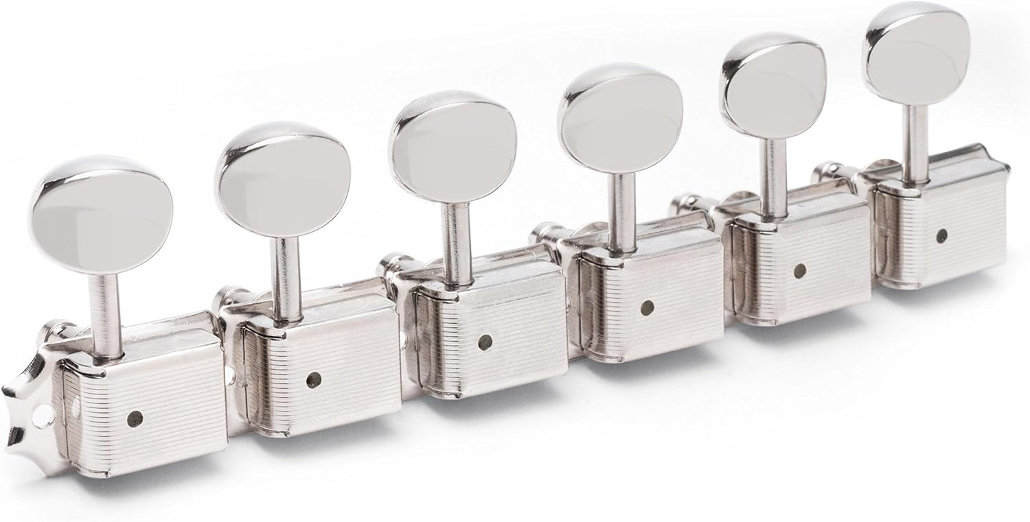 AFINADORES GOTOH LOCKING VINTAGE OVAL KNOB 6-IN-LINE NÍQUEL - 1